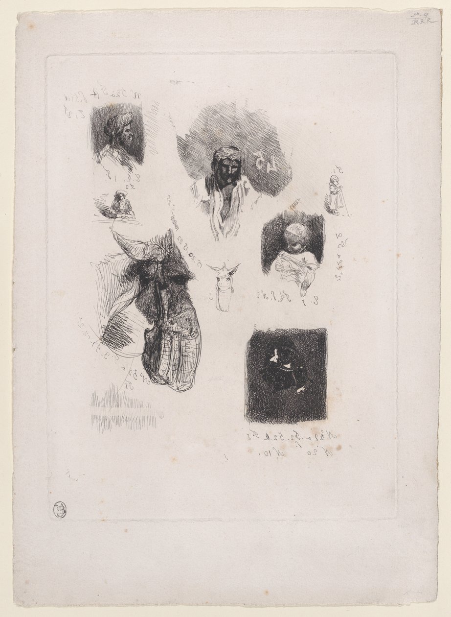 草图的叶子，1833-38。 作者 亚历山大·加布里埃尔·戴尚