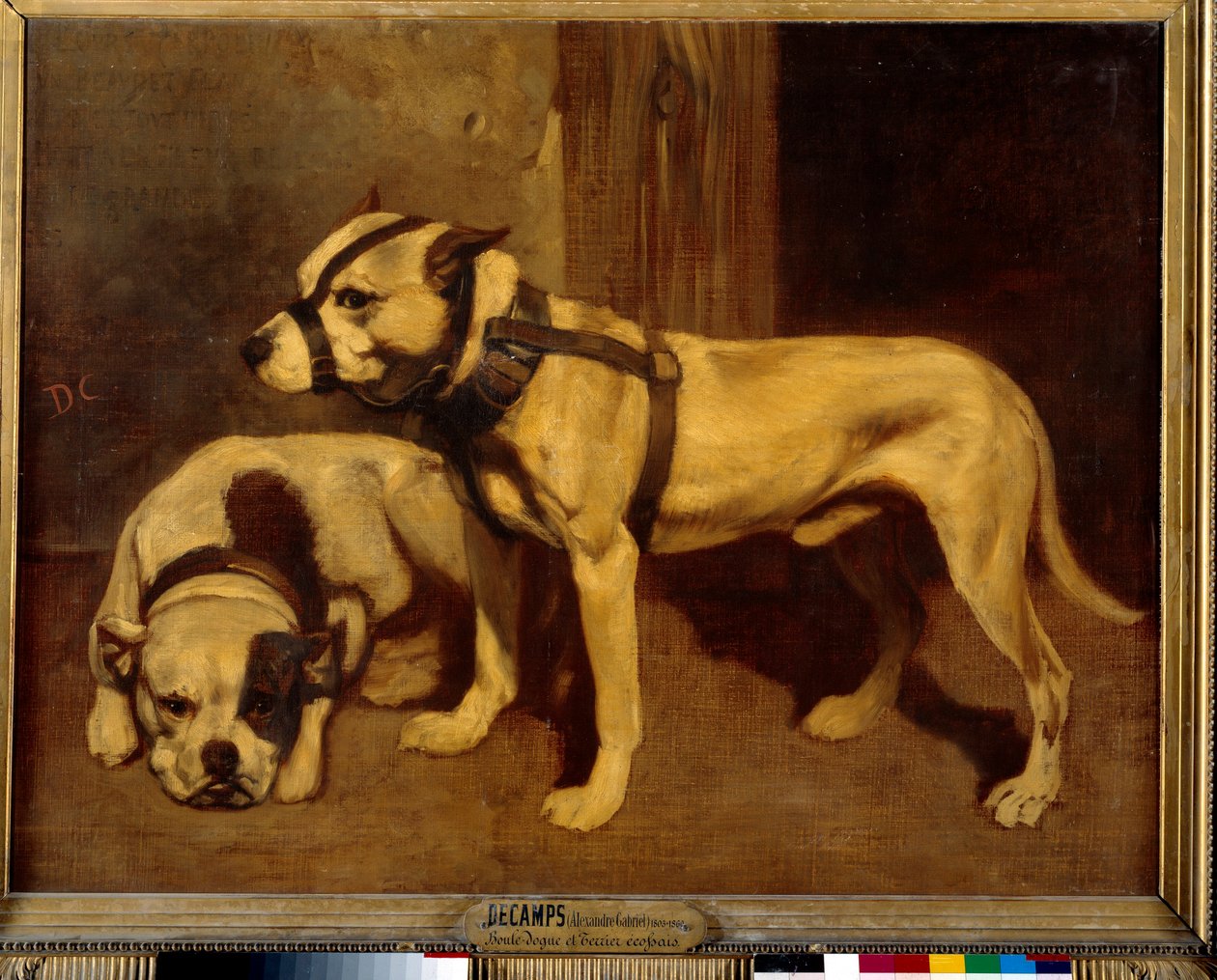 苏格兰牛头犬和梗坏狗的枪口。亚历山大·加布里埃尔·迪坎普斯（Alexandre Gabriel Decamps）的绘画 作者 亚历山大·加布里埃尔·戴尚