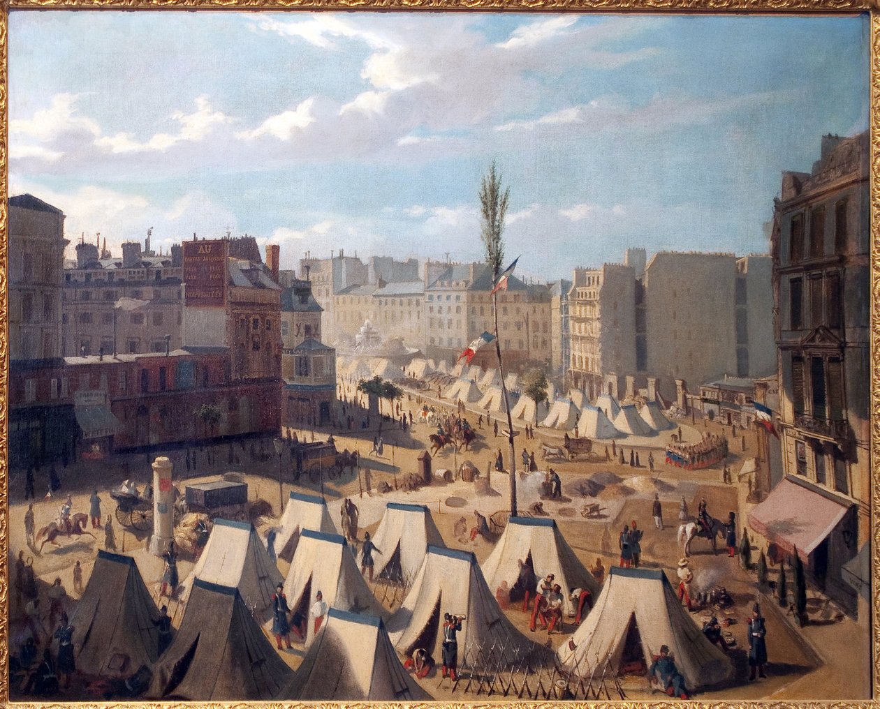 1848 年 6 月，巴黎圣殿大道上的部队营地。 Josquin (?) 绘画，布面油画，法国艺术 作者 亚历山大·乔斯昆
