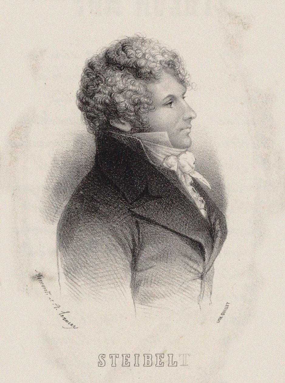 钢琴家和作曲家Daniel Steibelt的肖像，1765-1823年，1850年。 作者 亚历山大·勒鲁