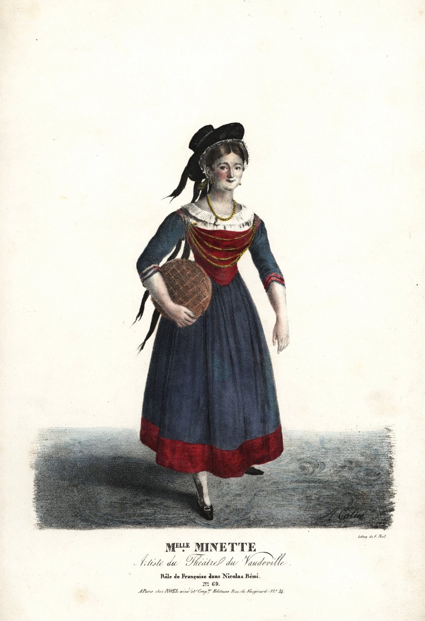 女演员Mademoiselle Minette或Jeanne-Marie-Francoise Menestrier在《Nicolas Remi》中饰演Francoise，Sewrin，杂耍剧院。 作者 亚历山大·玛丽·科林