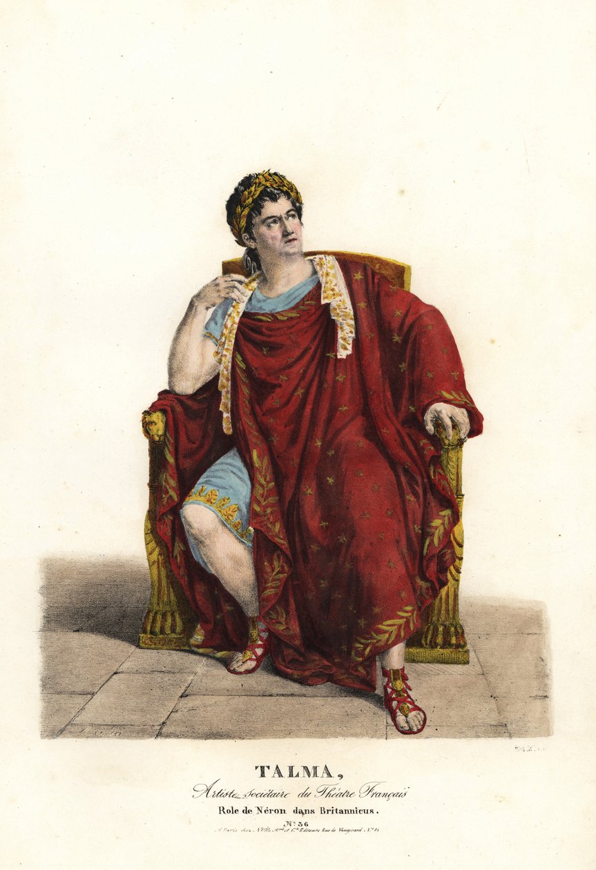 弗朗索瓦·约瑟夫·塔尔玛（Francois Joseph Talma）在法国剧院的让·拉辛（Jean Racine）在《大不列颠》中饰演尼禄 作者 亚历山大·玛丽·科林