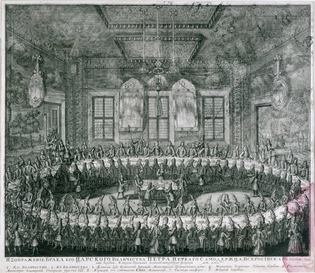 1712年，1712年彼得一世（1672-1725）和凯瑟琳（1684-1727）在冬宫的婚礼 作者 阿列克谢·费奥多罗维奇·祖博夫（Alexei Fyodorovich Zubov）