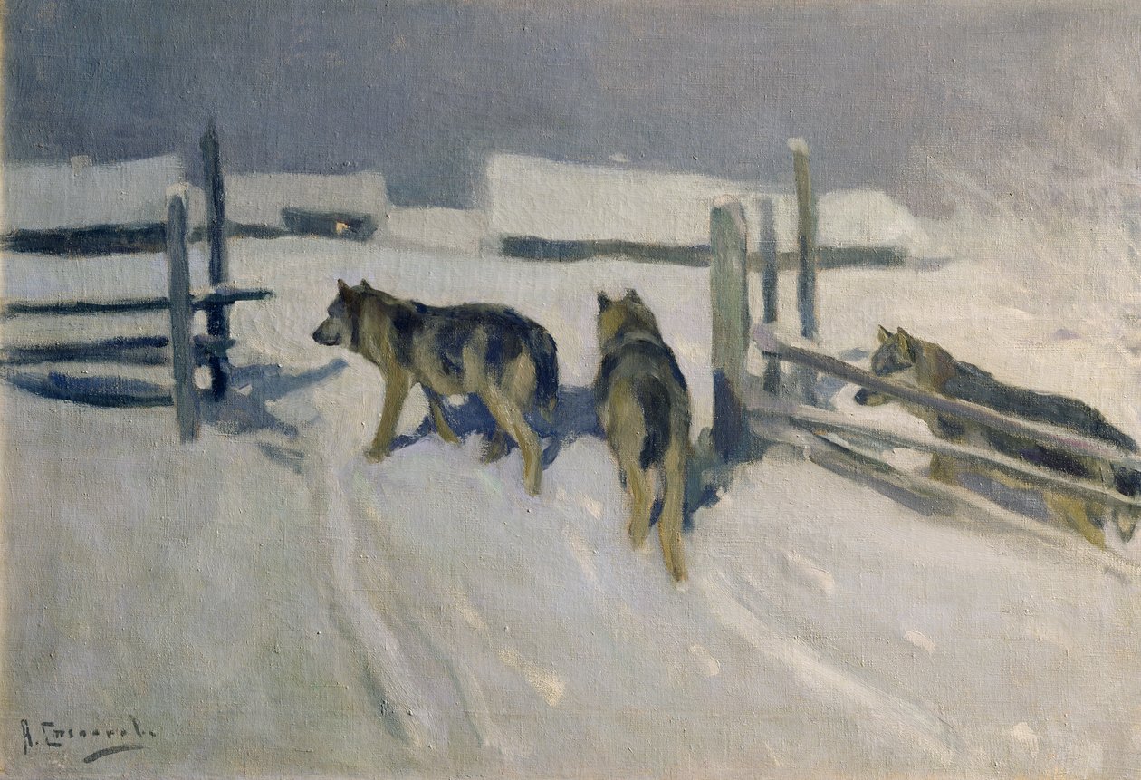 狼，冬夜，c.1910 作者 阿列克谢·史蒂帕诺维奇·斯蒂芬诺夫