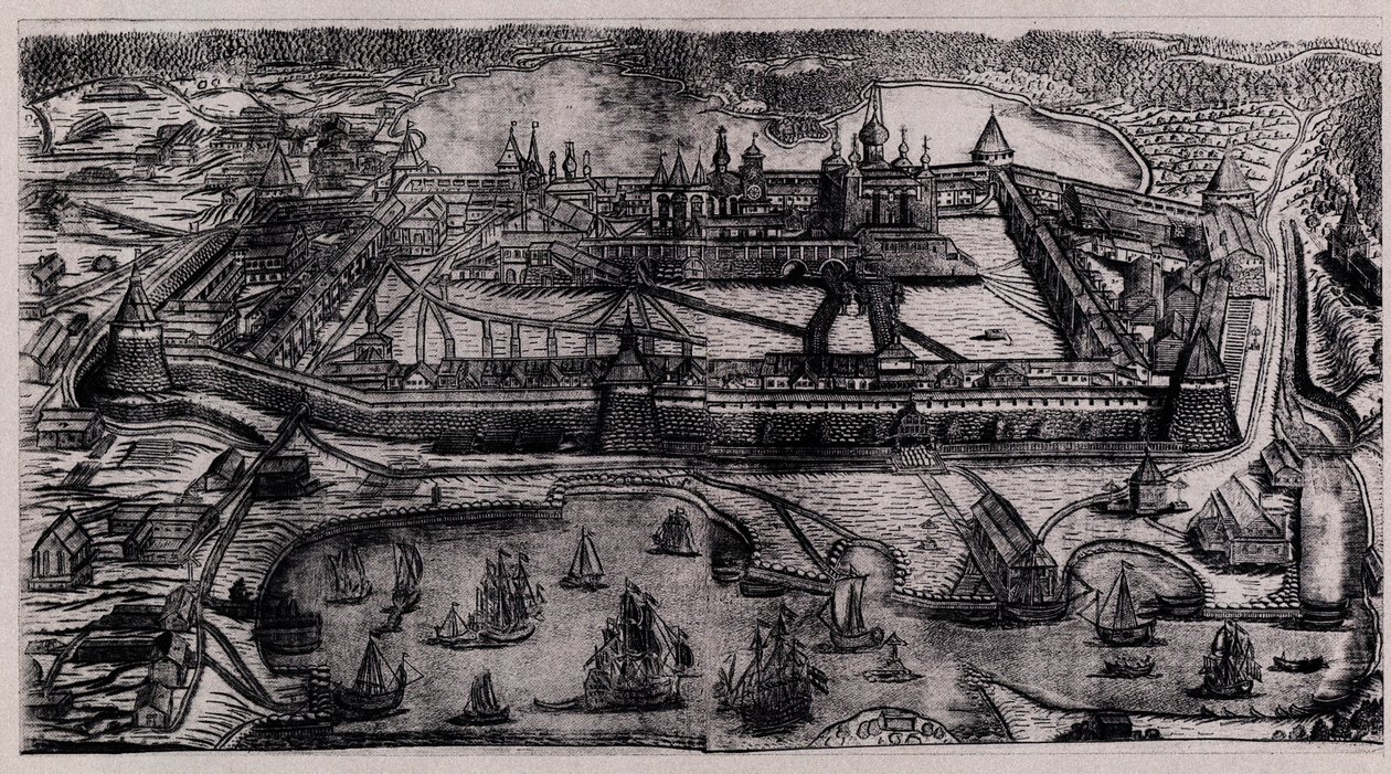 索洛维茨基群岛上的索洛维茨基变形修道院，1744年 作者 阿列克谢·费奥多罗维奇·祖博夫（Alexei Fyodorovich Zubov）