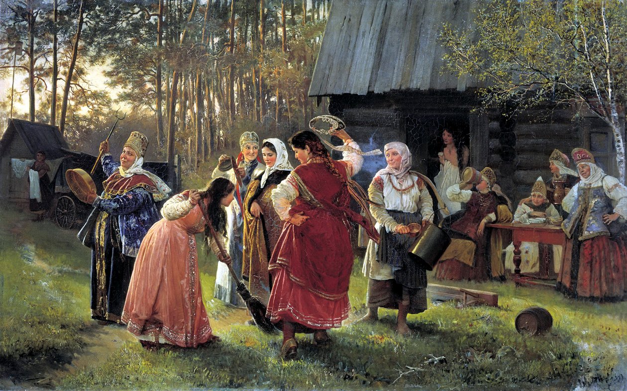 婚礼前夕晚会，1889年 作者 阿列克谢·伊万诺维奇·科祖金