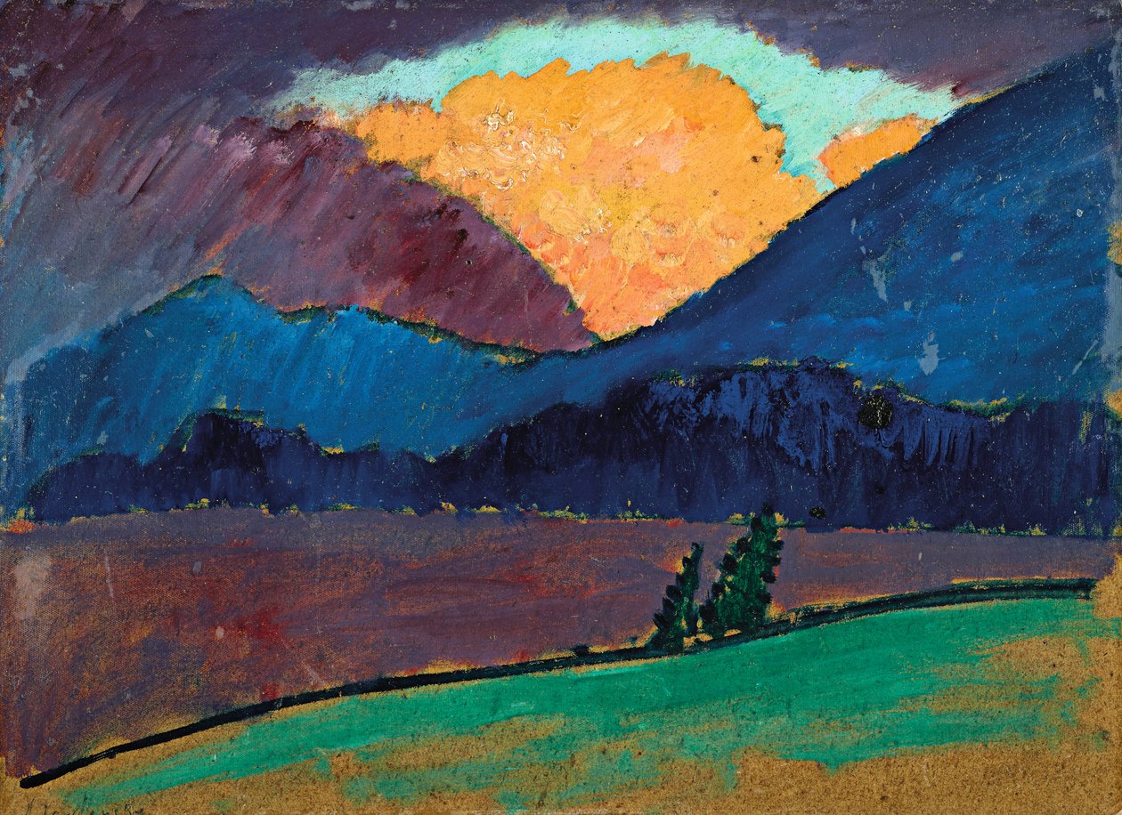 穆尔瑙的夏夜，1908-1909。 作者 阿列克谢·贾夫伦斯基 (Alexei Javlensky)