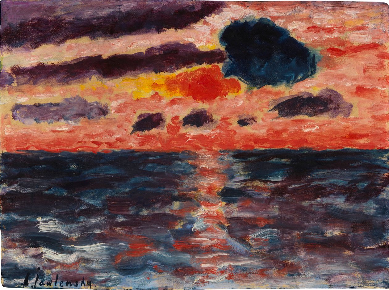 日落，博尔库姆，1928年。 作者 阿列克谢·贾夫伦斯基 (Alexei Javlensky)