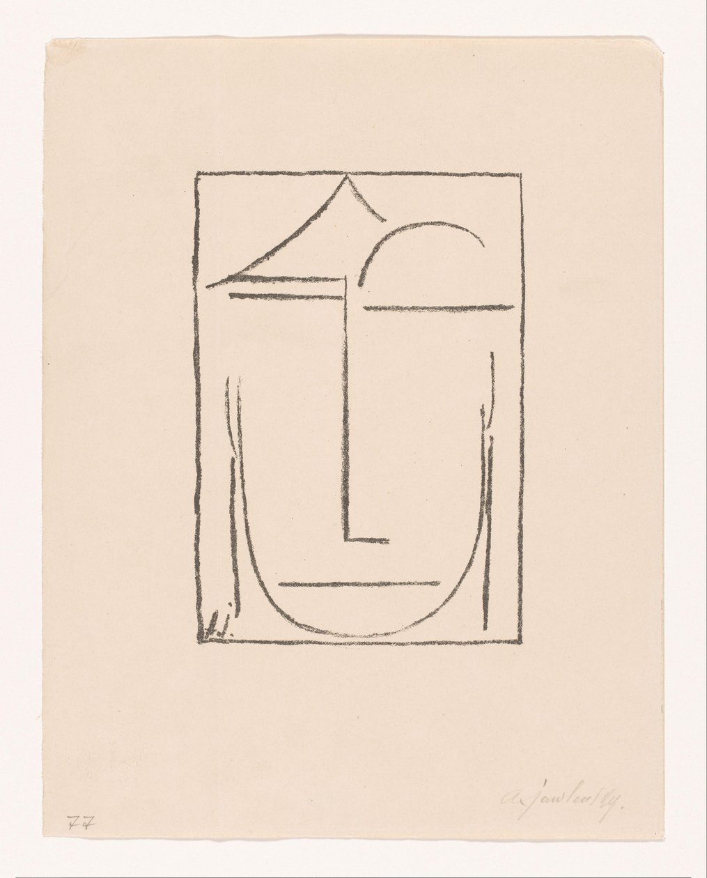 无题（Kopf）（头部）
造型脸
头像 I（原标题） 作者 Alexei Jawlensky（艺术家签名）