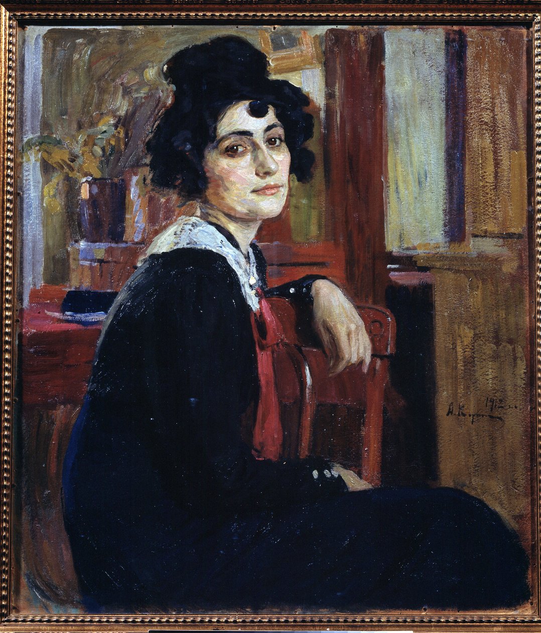 法国女人》（Une femme francaise）。阿列克谢-米哈伊洛维奇-科林（科林）（1865-1923 年）的画作，布面油画 作者 阿列克谢·米哈伊洛维奇·科林（Alexei Mikhailovich Korin）