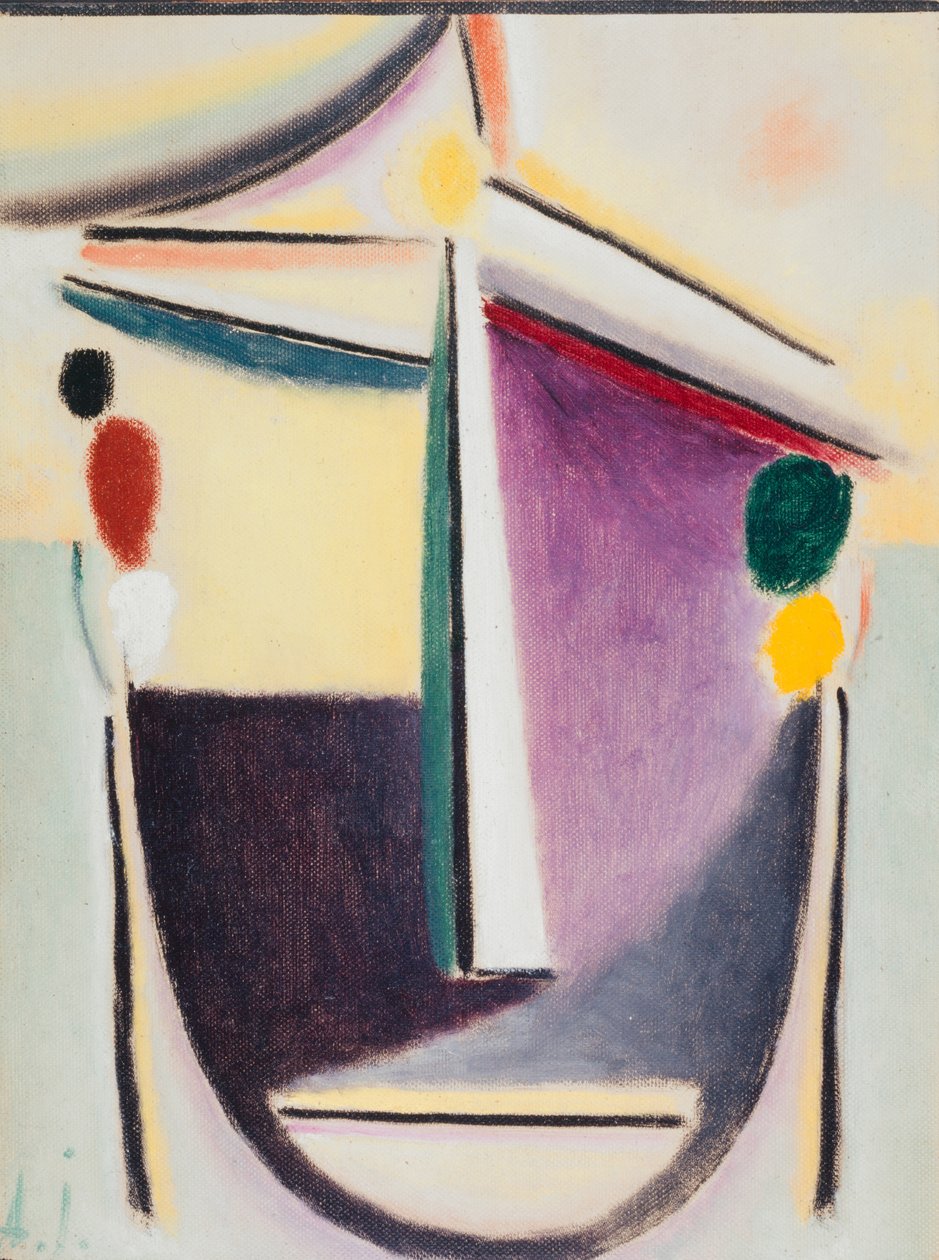 摘要头：黑黄紫，c.1922（纸板上的油） 作者 阿列克谢·冯·贾伦斯基