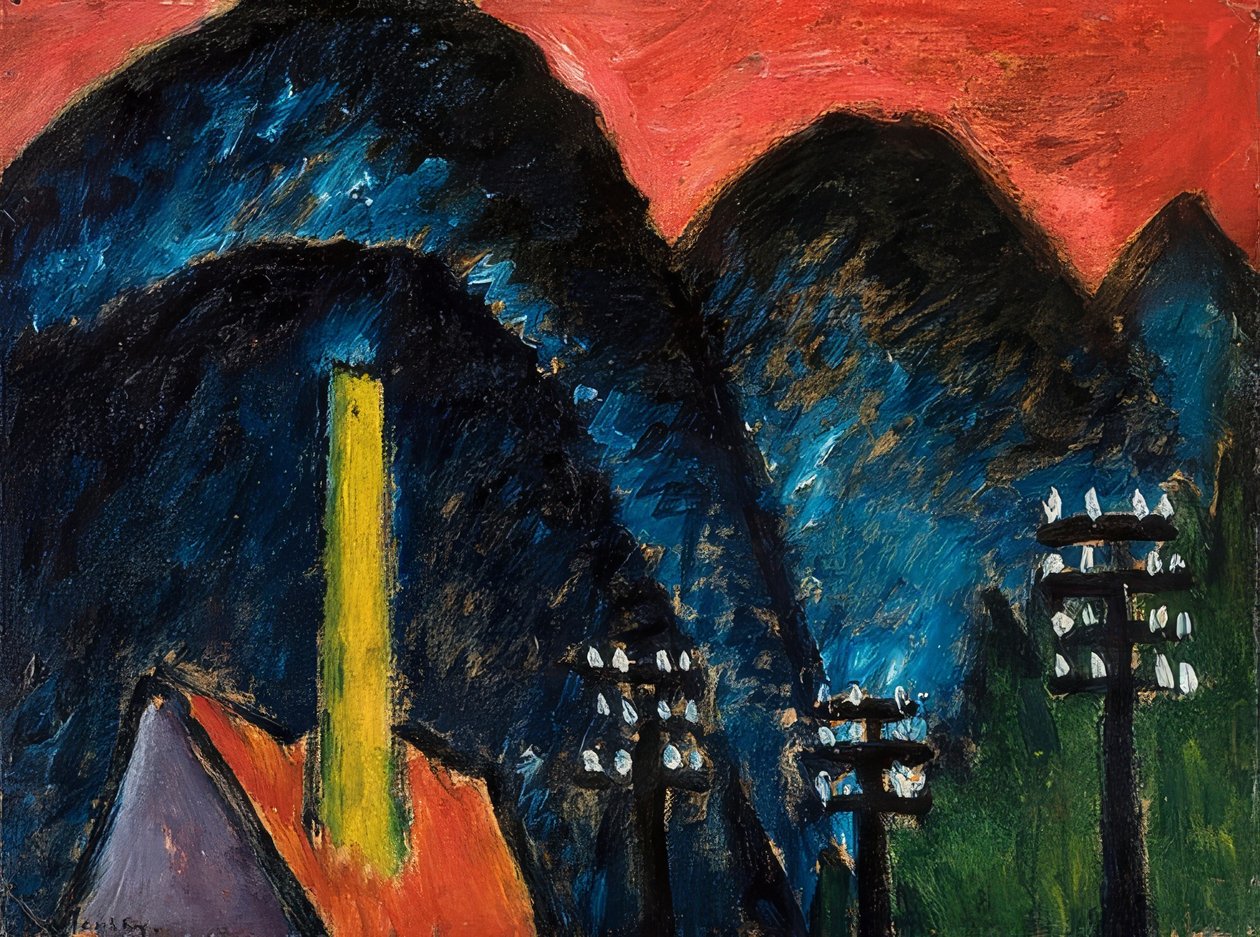 蓝山（风景与黄色的烟囱）。 1912年 作者 阿列克谢·冯·贾伦斯基