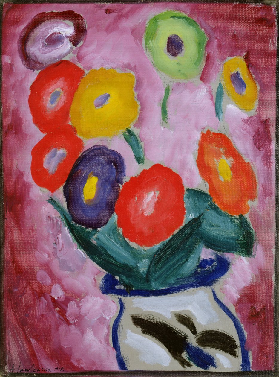 花卉静物画，1915年 作者 阿列克谢·冯·贾伦斯基