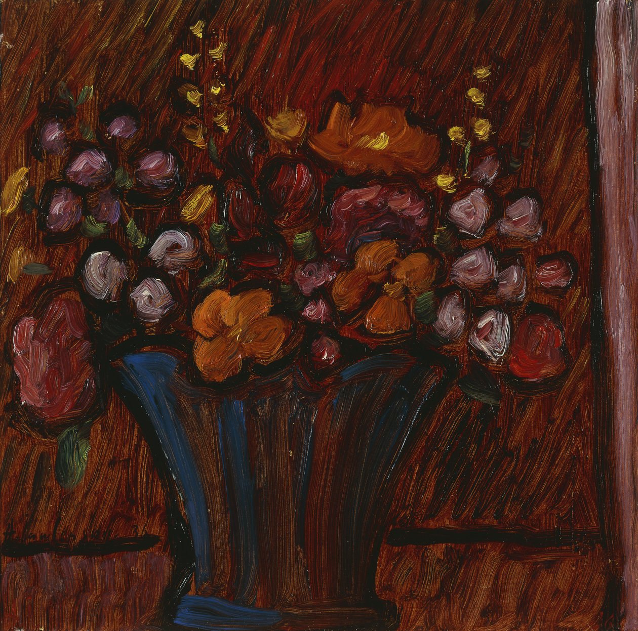 花卉静物； Blumenstilleben，1936年 作者 阿列克谢·冯·贾伦斯基
