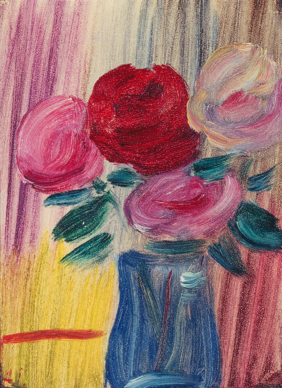 蓝色花瓶里的花；蓝色花瓶里的花，1936年 作者 阿列克谢·冯·贾伦斯基