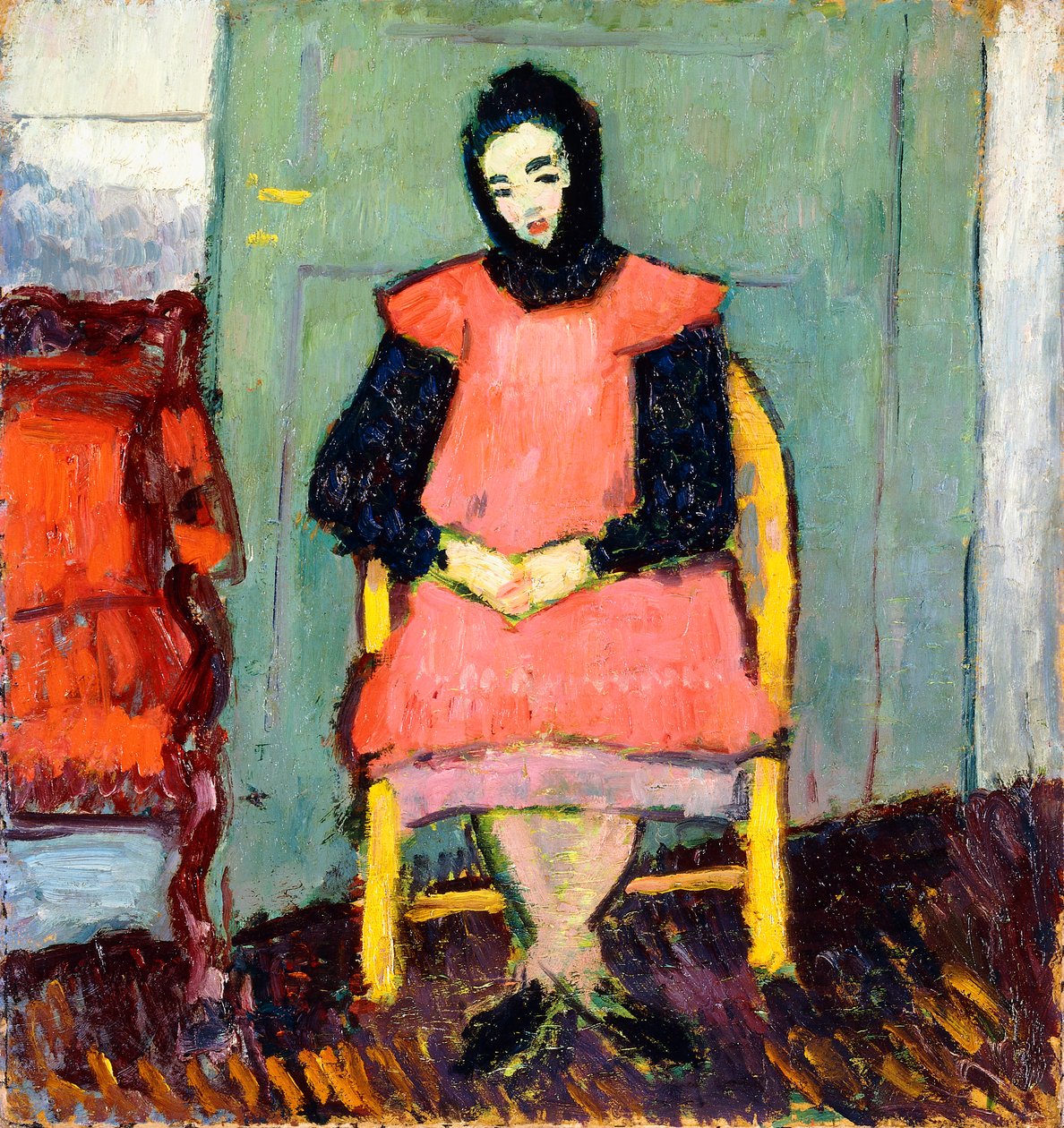 黄色椅子上的姑娘，1906-07年 作者 阿列克谢·冯·贾伦斯基