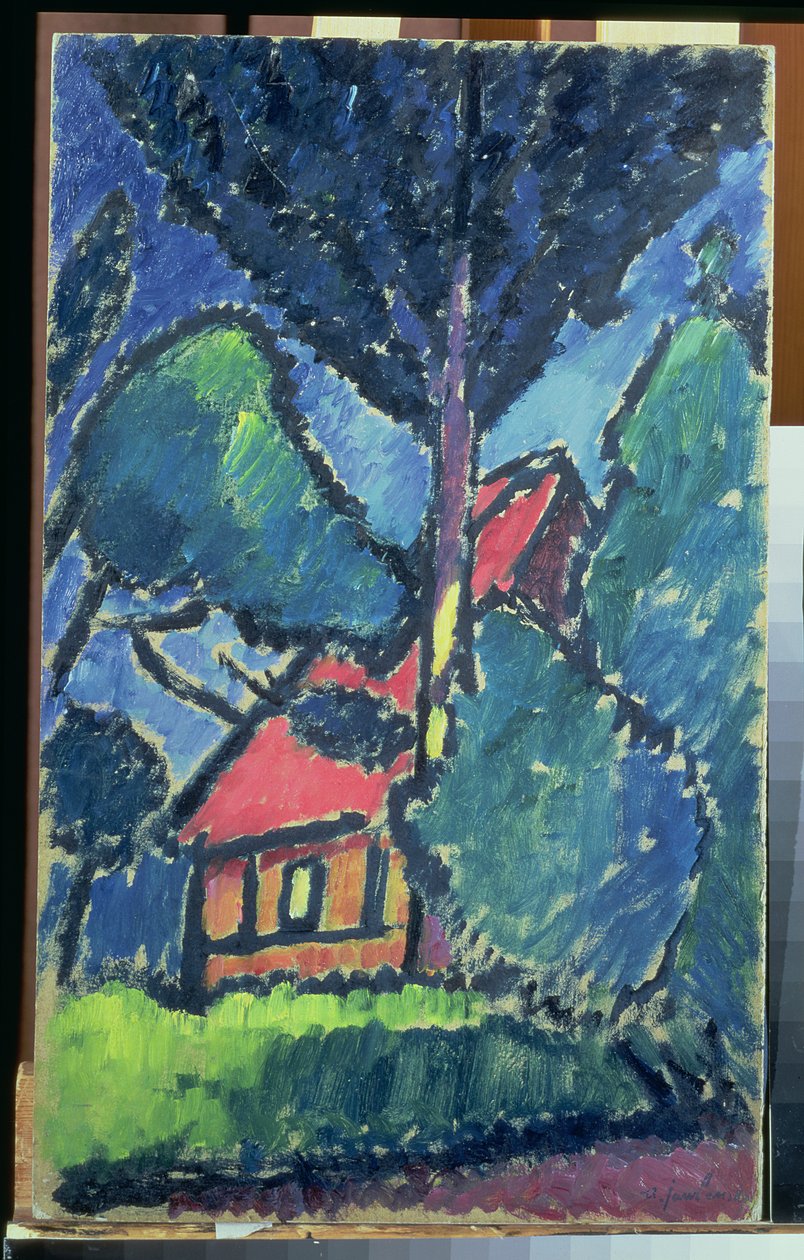风景，c.1910（纸板上的油） 作者 阿列克谢·冯·贾伦斯基