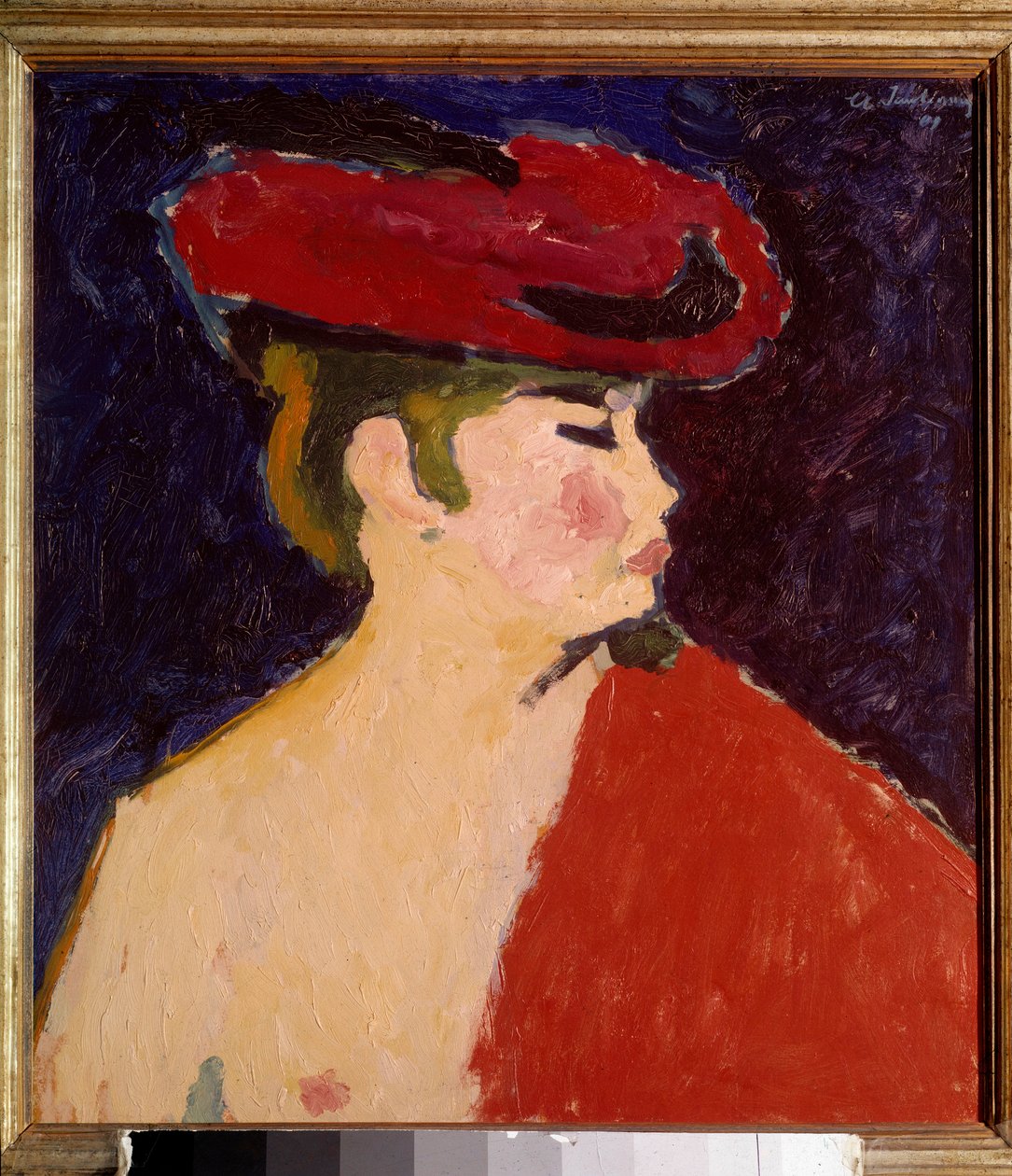 Le chale rouge 绘画由 Alexei von Javlensky (Alexi von Jawlensky, Alexej von Javlenski) (1864-1941) 20 世纪慕尼黑绘制。 斯坦格尔画廊 作者 阿列克谢·冯·贾伦斯基