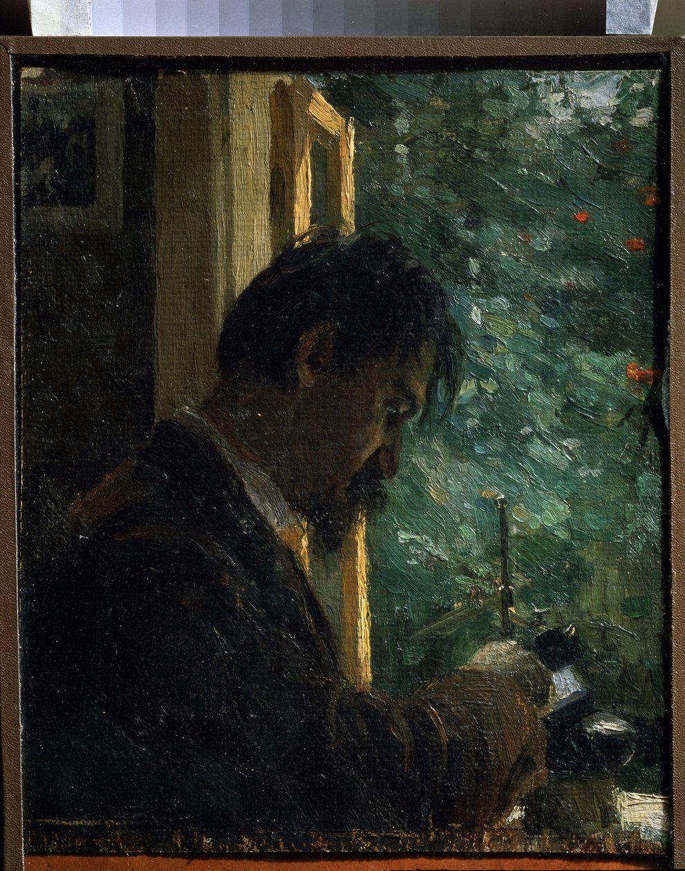 "Le engraver Vasiliy Mate (Mathe) (1856-1917) au travail" Peinture de Alexei von Javlensky (Alexi von Jawlensky, Alexei von Javlensky) (1864-1941) 1892 俄罗斯国立博物馆 圣彼得堡 作者 阿列克谢·冯·贾伦斯基