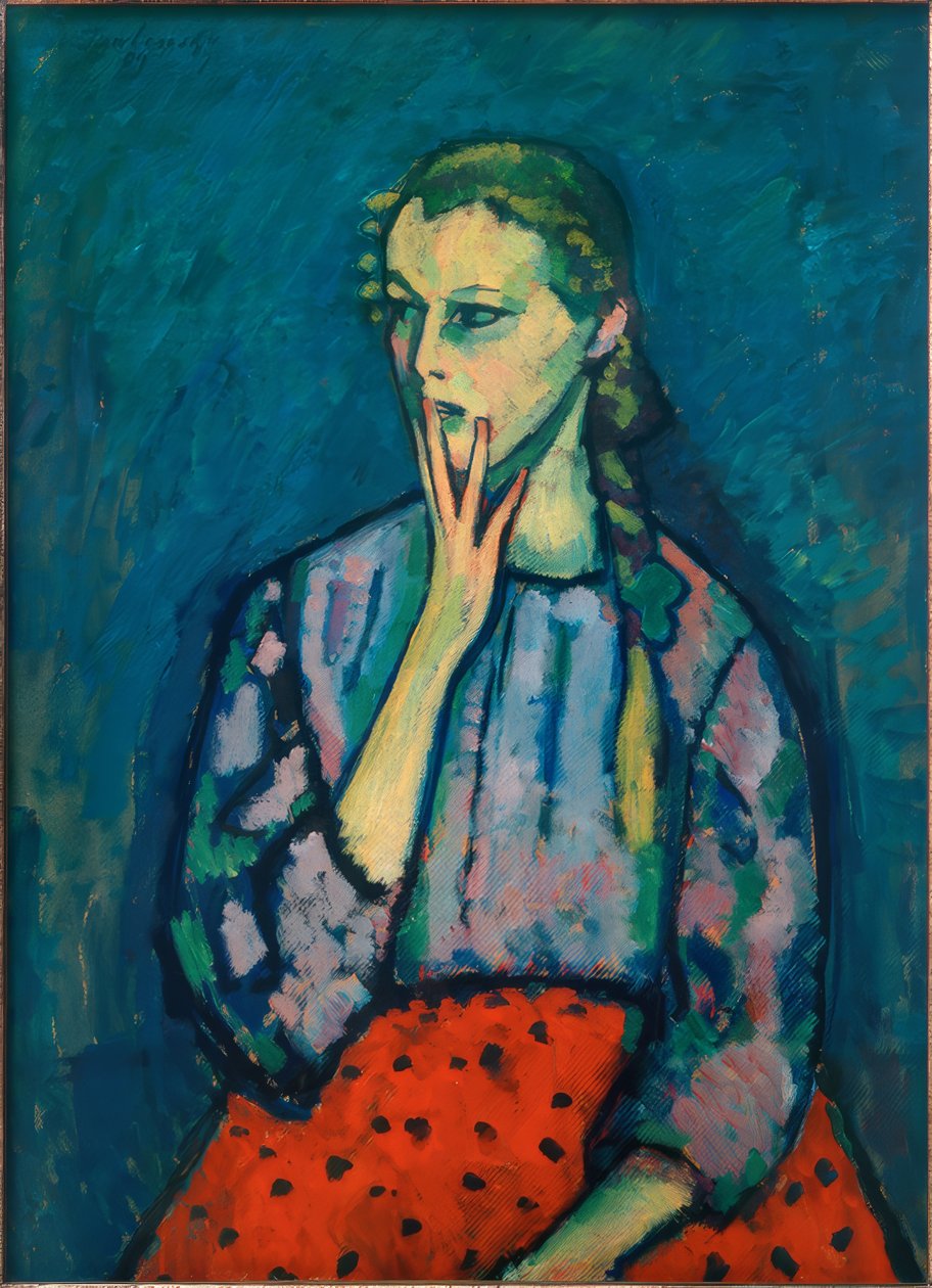 Mädchenbildnis, 1909 作者 阿列克谢·冯·贾伦斯基
