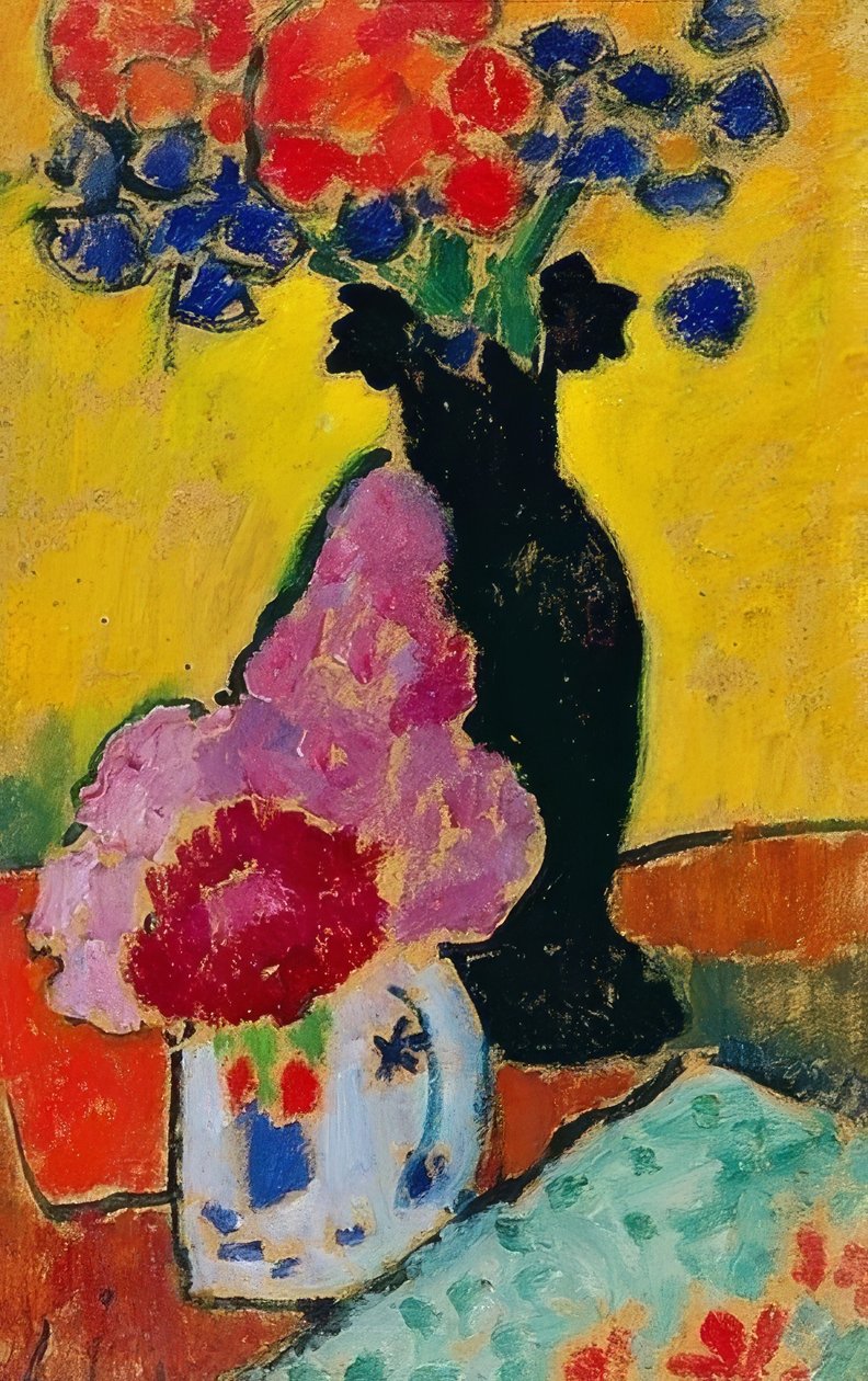 静物与黑色花瓶。 1910年 作者 阿列克谢·冯·贾伦斯基