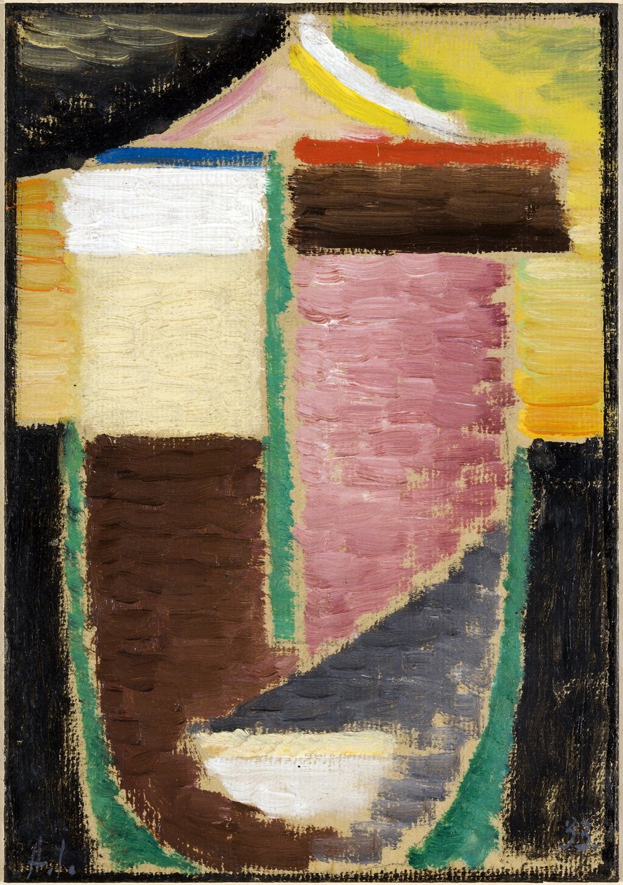 Visage abstrait（抽象的头）。Oeuvre de Alexei von Javlensky (Alexi von Jawlensky, Alexei von Javlensky) (1864-1941), huile sur carton 作者 阿列克谢·冯·贾伦斯基