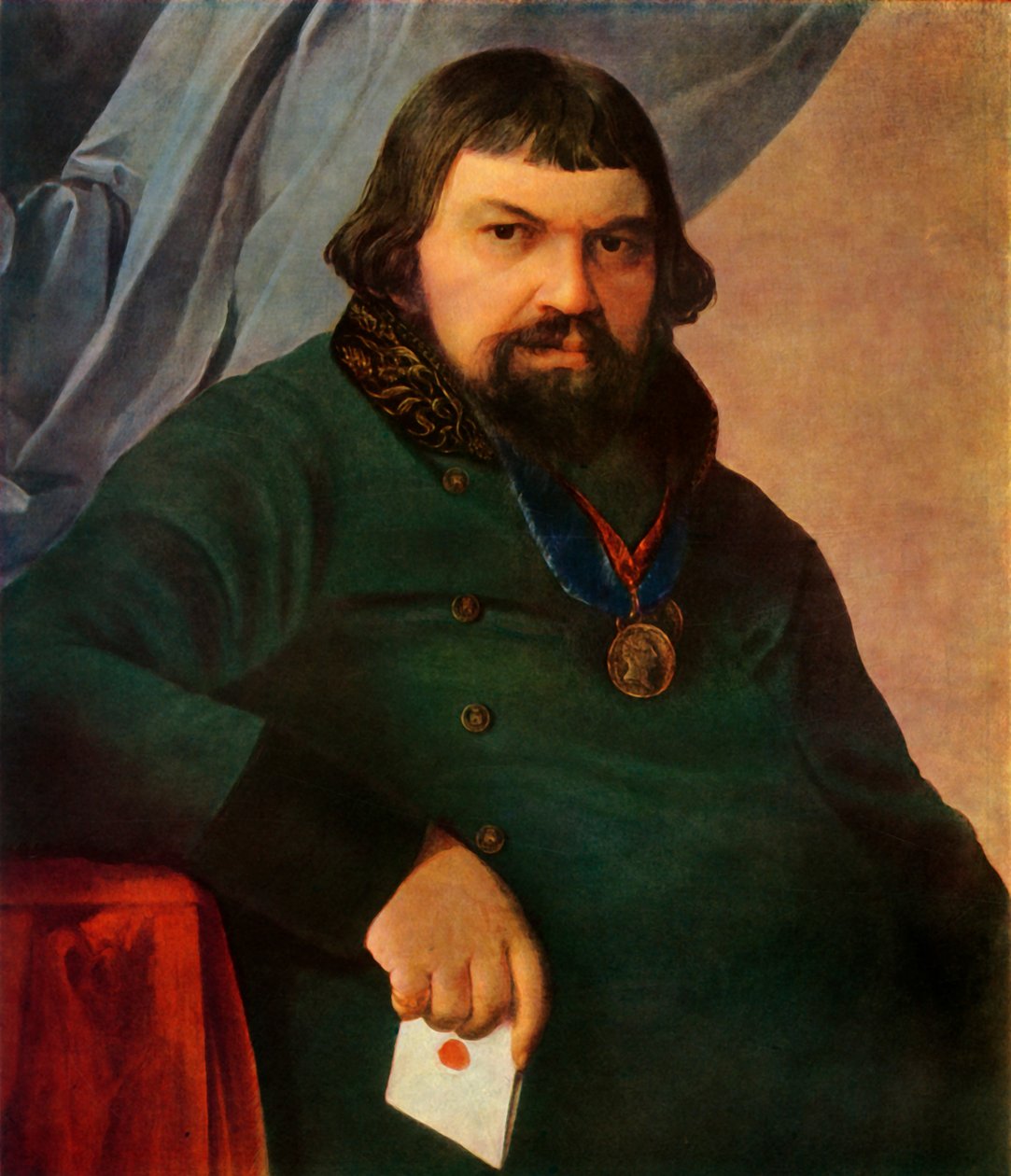 1965年，来自拉舍夫的商人Obrazstsov的画像。 作者 阿列克谢·韦尼采诺夫（Alexey Venetsianov）