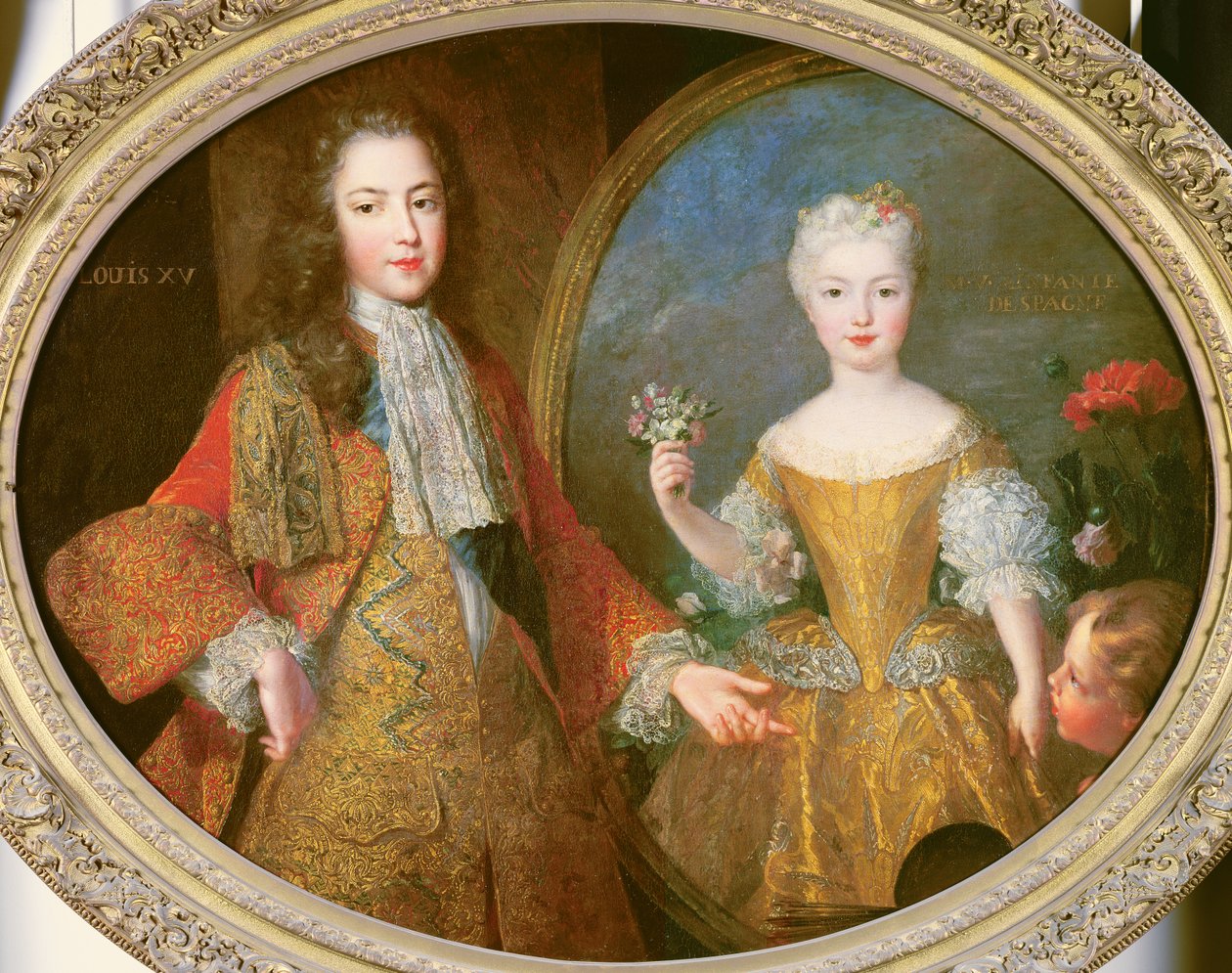 路易十五（1710-74）和西班牙的Infanta，Maria Ana Victoria（1718-81）c.1724 作者 亚历克西斯·西蒙·贝儿