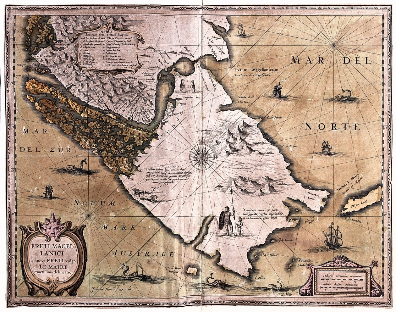 火地岛麦哲伦海峡，A.H. Jaillot 在 "法国地图集 "中的作品 - 巴黎 作者 亚历克西斯·休伯特·杰洛特