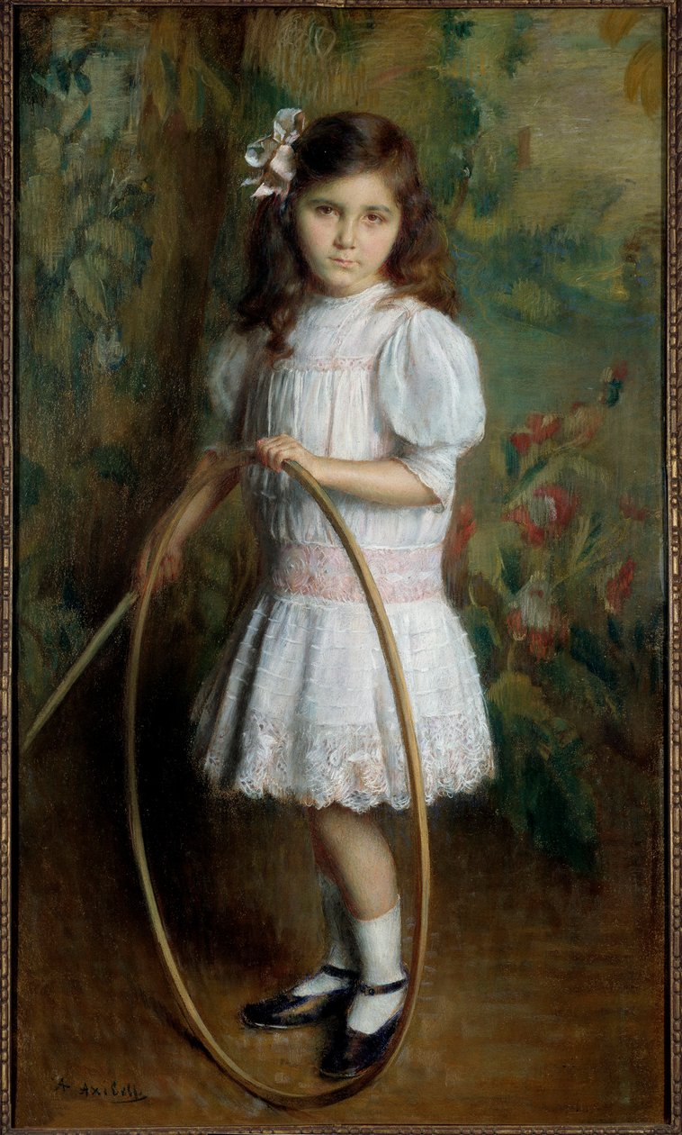 戴箍的艺术家的女儿 Alexis Axilette (1860-1931) 画作 1909 年昂热，美术博物馆 - 艺术家戴箍的女儿。 亚历克西斯·阿克西莱特 (Alexis Axilette) 的绘画（1860-1931） 作者 亚历克西斯·阿西莱特