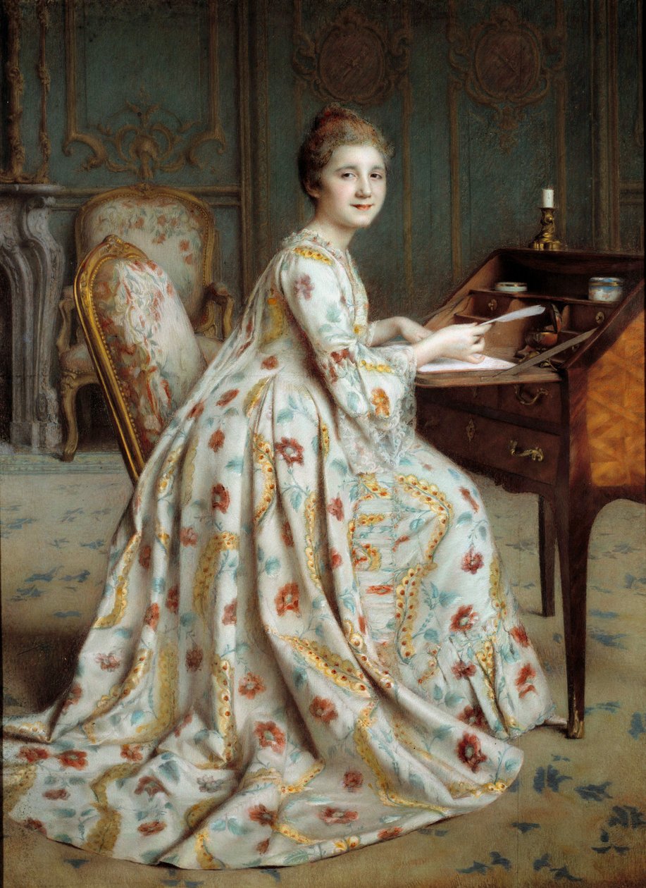 亚历克西斯·阿克西莱特（Alexis Axilette，1860-1931）创作的杜布瓦·穆谢侯爵夫人肖像画，十九世纪昂热，美术博物馆 作者 亚历克西斯·阿西莱特