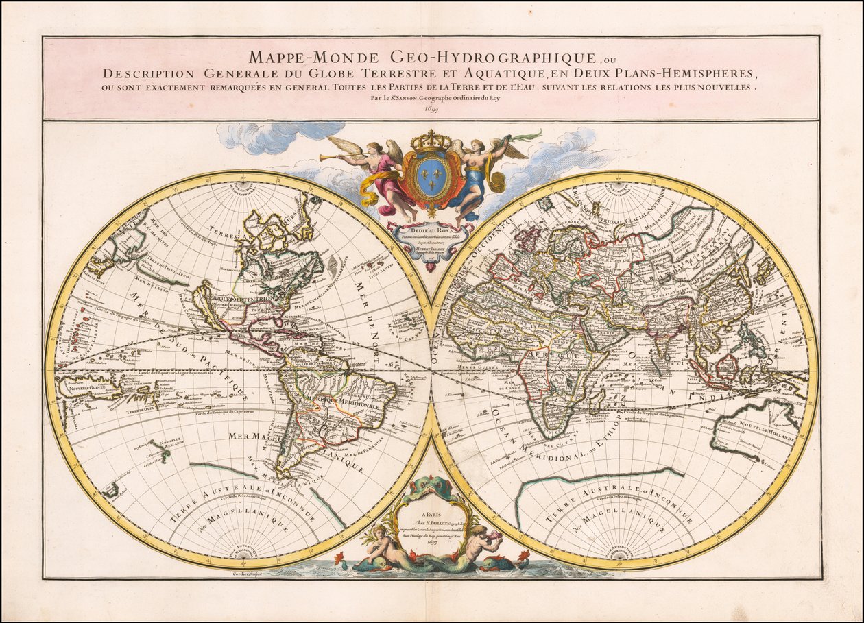 亚历克西斯-于贝尔-雅罗绘制的 1699 年世界地图 作者 亚历克西斯·休伯特·贾洛特