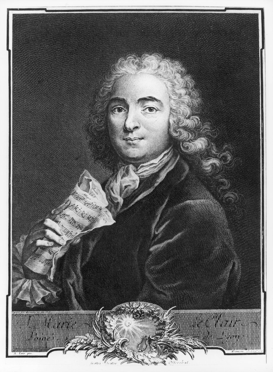 Jean-Marie Leclair（1697-1764）长老的肖像，由Francois雕刻，1741年（雕刻）（bw照片） 作者 亚历克西斯·卢瓦尔