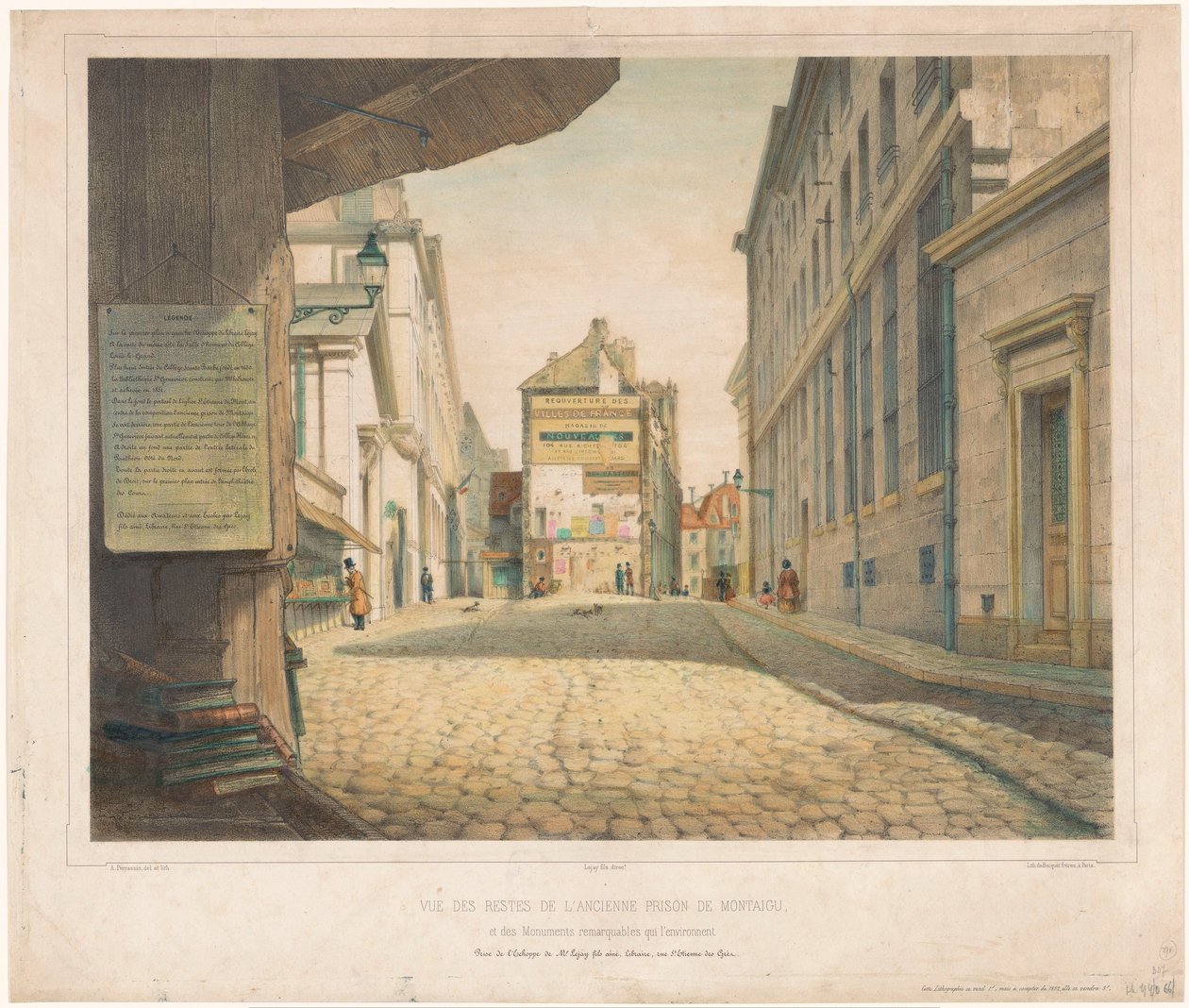 Gezicht op de Rue Saint-Étienne-des-Grès te Parijs
老蒙泰古监狱遗迹及其周围的著名古迹（标题见实物） 作者 亚历克西斯·佩拉西尼