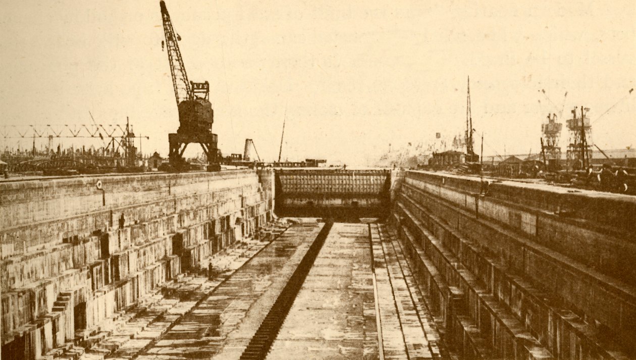 阿尔伯特码头扩建，伦敦港》，约1930年。 作者 阿尔菲里