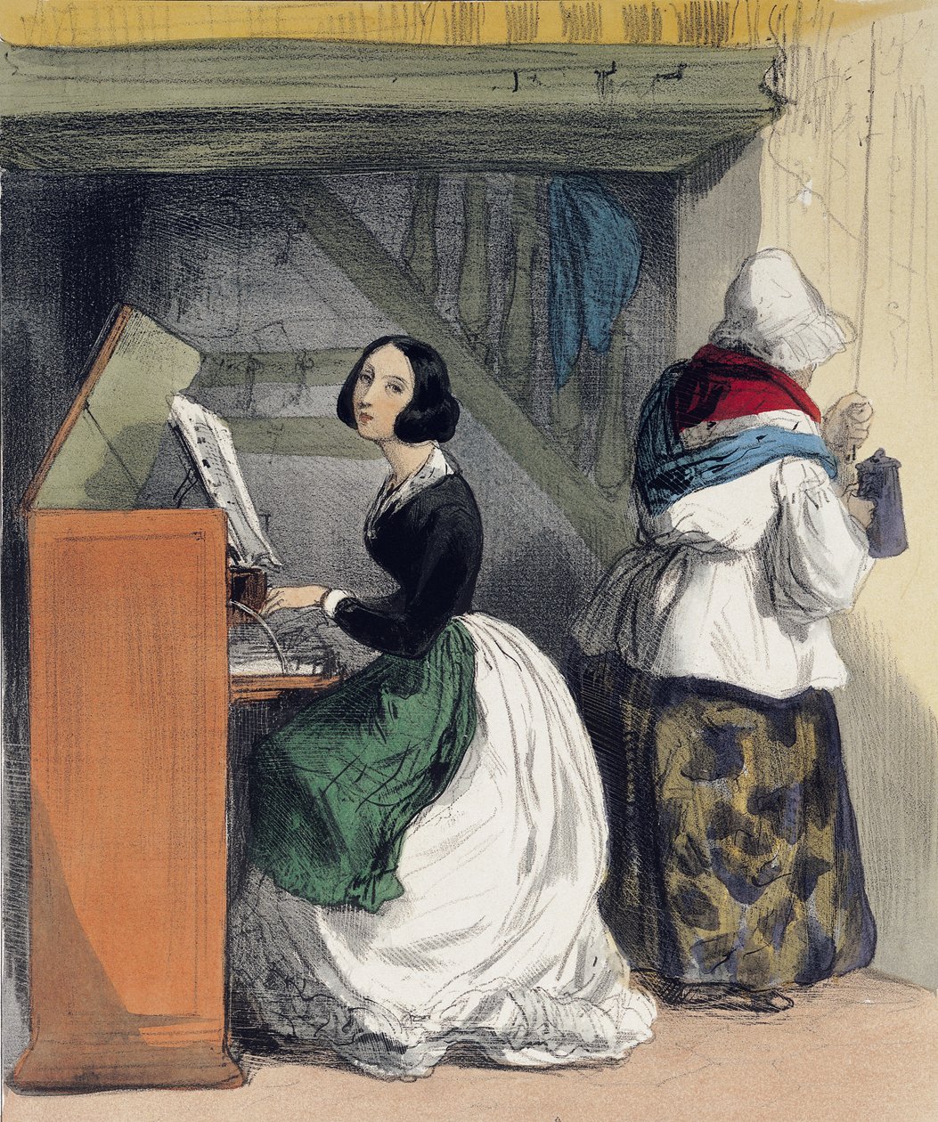 音乐学校学生，来自&39;巴黎女性&39;，1841-42 作者 阿尔弗雷德·安德烈（Alfred Andre Geniole）