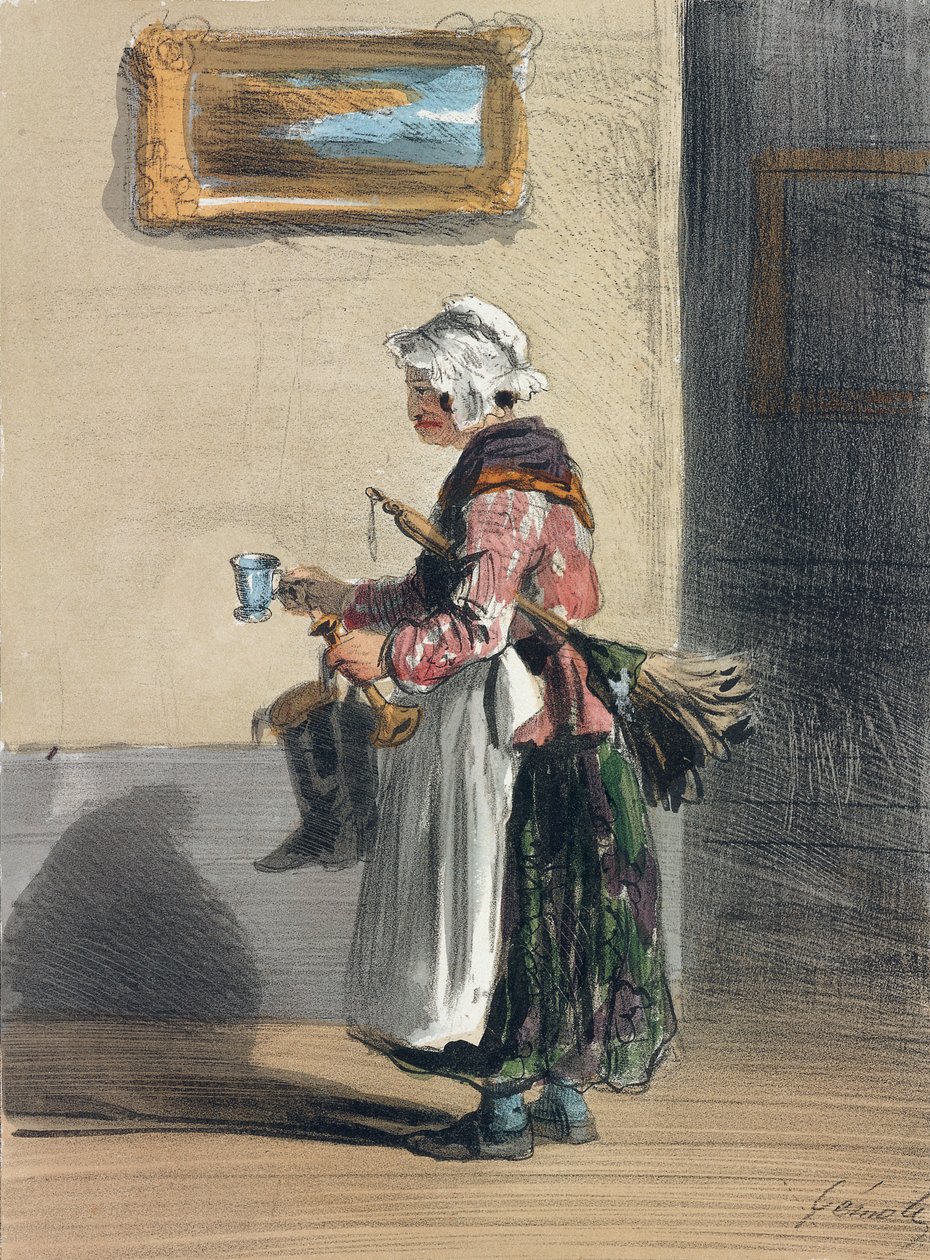 清洁女士，来自&39;巴黎女性&39;，1841-42 作者 阿尔弗雷德·安德烈（Alfred Andre Geniole）