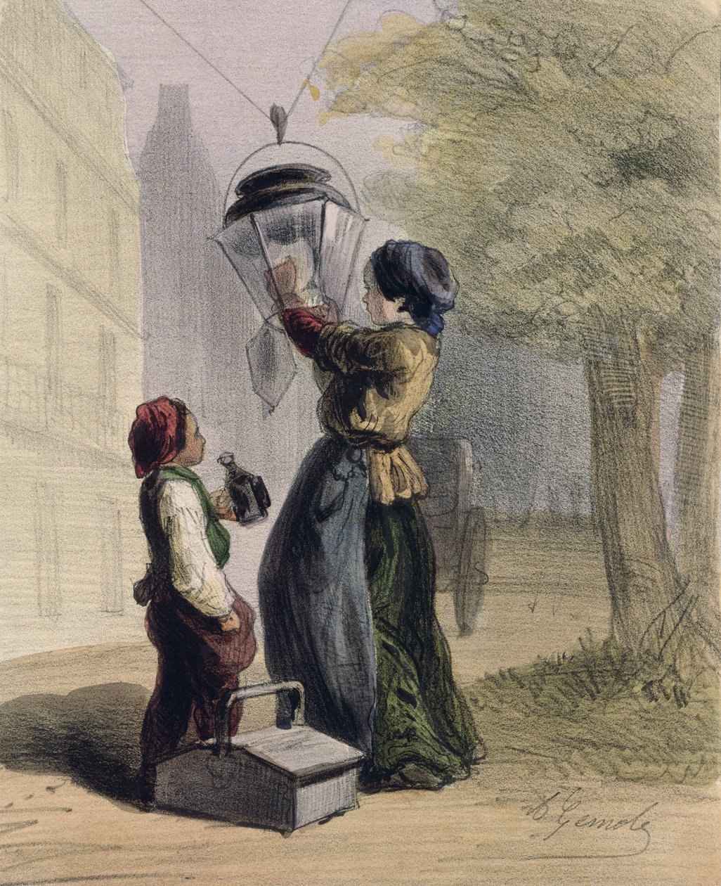 The Lamplighter，来自&39;巴黎女人&39;，1841-42 作者 阿尔弗雷德·安德烈（Alfred Andre Geniole）