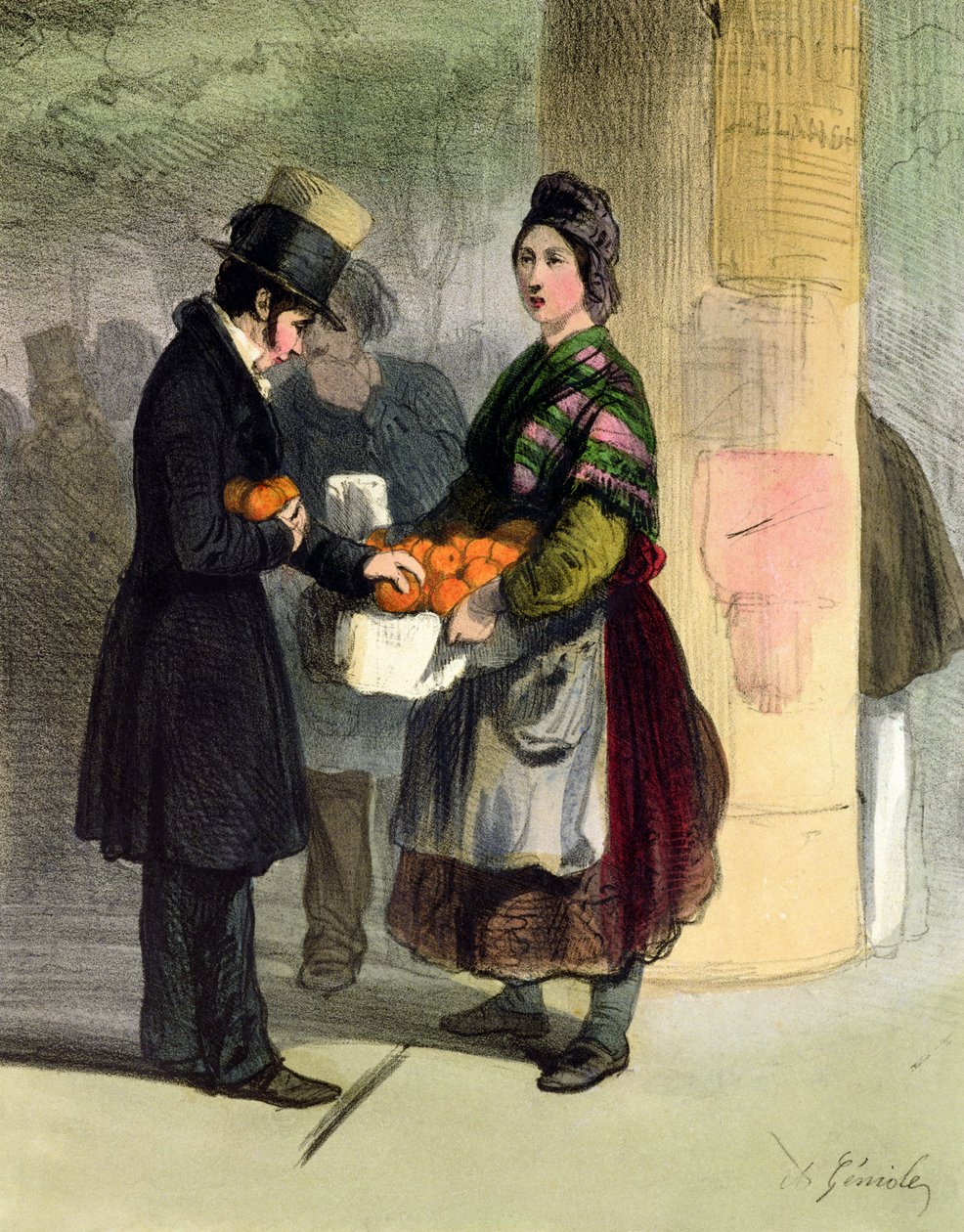 橙色卖家，来自&39;巴黎女性&39;，1841-42 作者 阿尔弗雷德·安德烈（Alfred Andre Geniole）