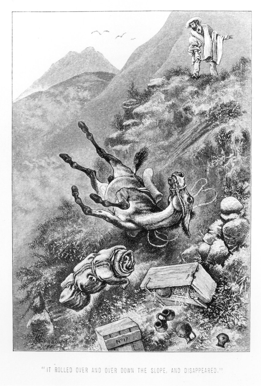 厄立特里亚基多的道路上的考古战利品于1892年由Edward Whymper在“赤道大峡谷中游历”中被摧毁 作者 阿尔弗雷德·尚特雷·科博尔德