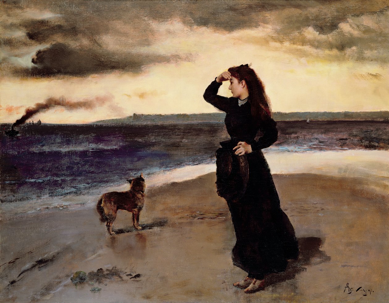 告别海滨，1891年 作者 阿尔弗雷德·埃米尔·史蒂文斯（Alfred Emile Stevens）
