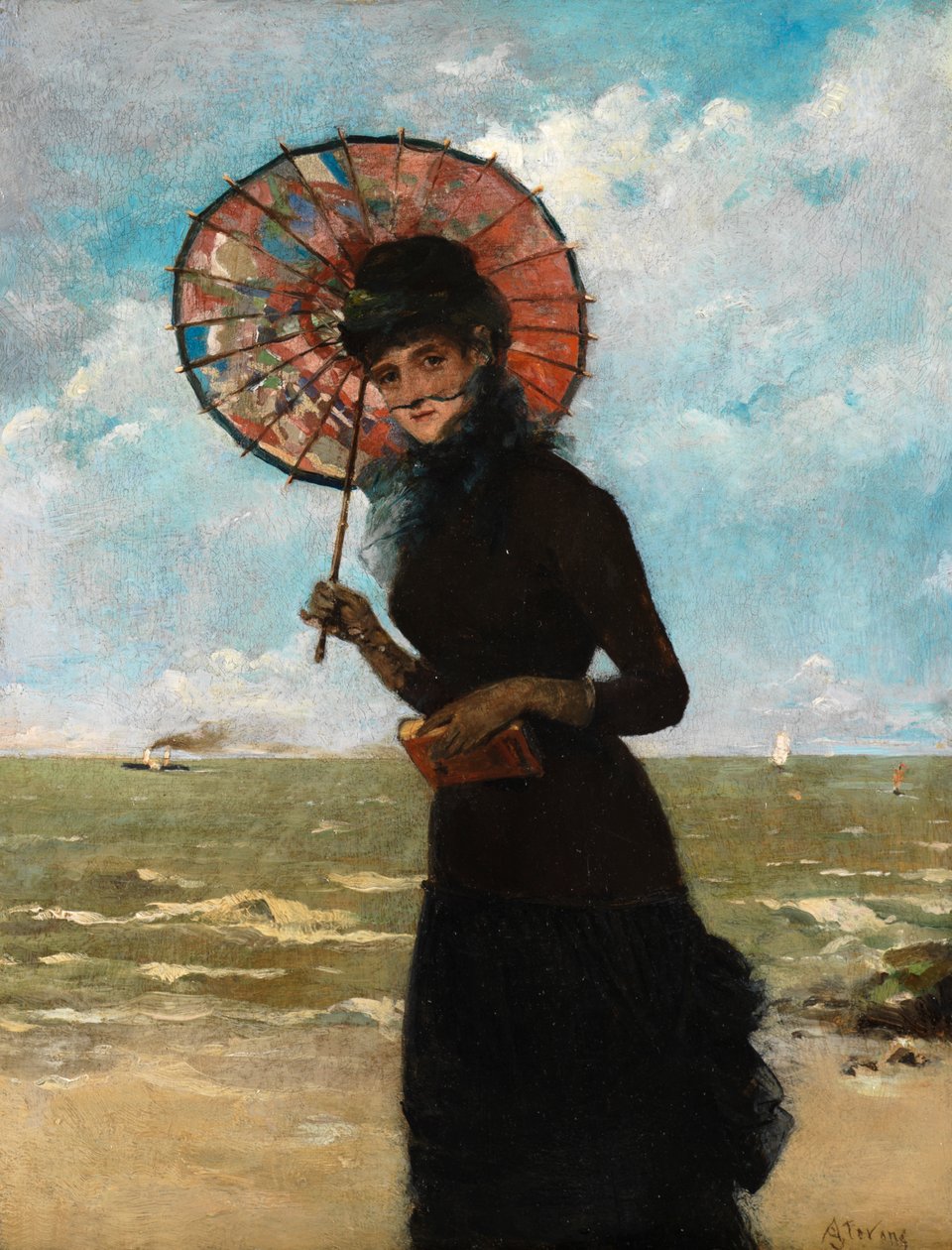 在海边散步 作者 阿尔弗雷德·埃米尔·史蒂文斯（Alfred Emile Stevens）