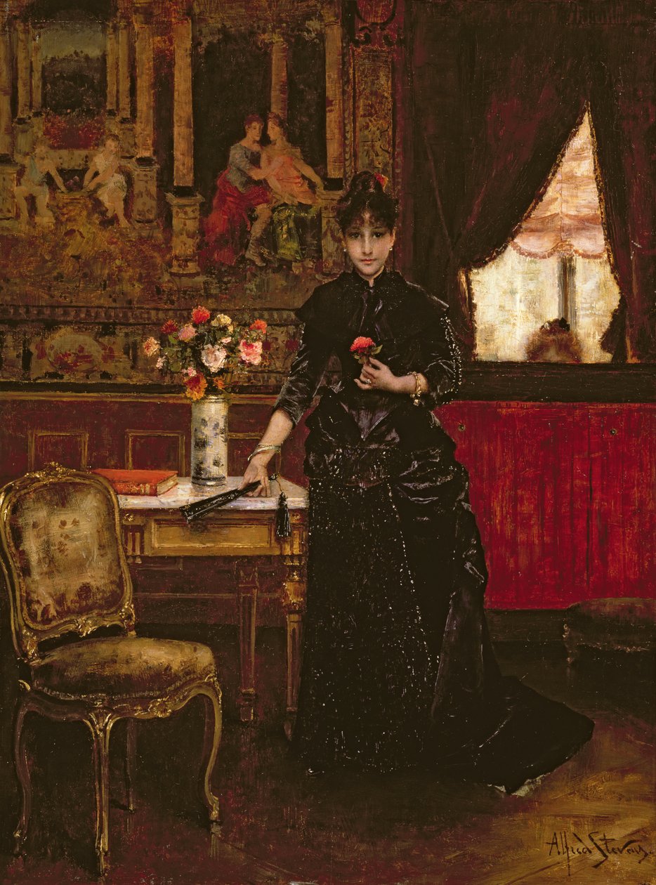 康乃馨的女人 作者 阿尔弗雷德·埃米尔·史蒂文斯（Alfred Emile Stevens）