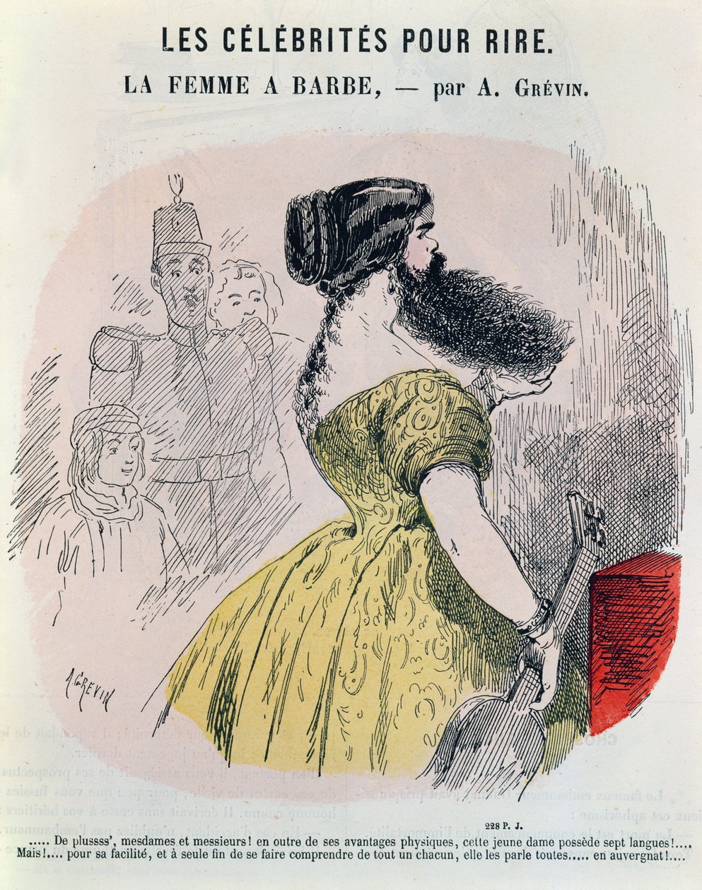 一个大胡子的女士，1860年 作者 阿尔弗雷德·格雷文