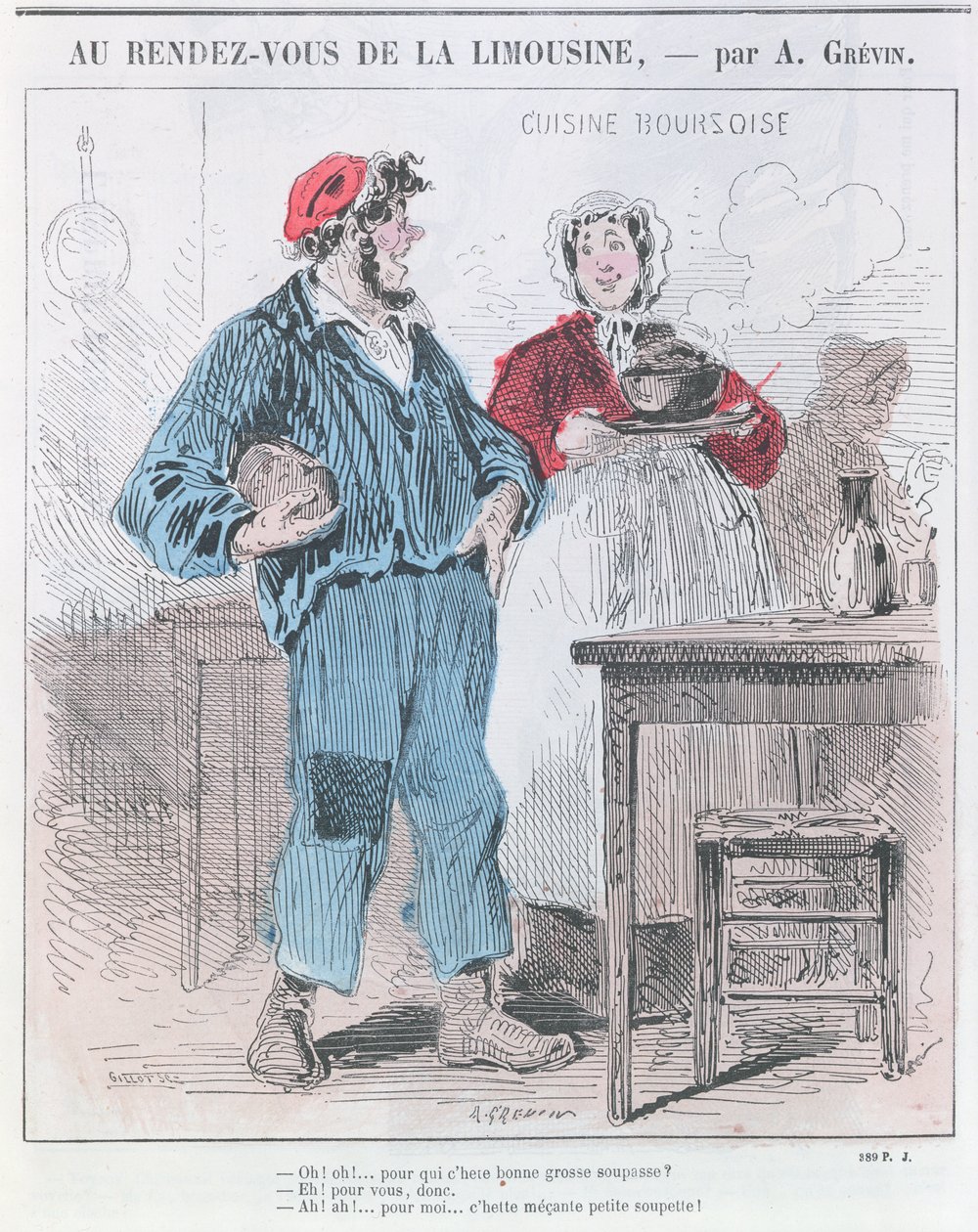 在豪华轿车的Rendez-vous，来自&39;Le Petit Journal Pour Rire&39;，由Gillot雕刻，1860年 作者 阿尔弗雷德·格雷文