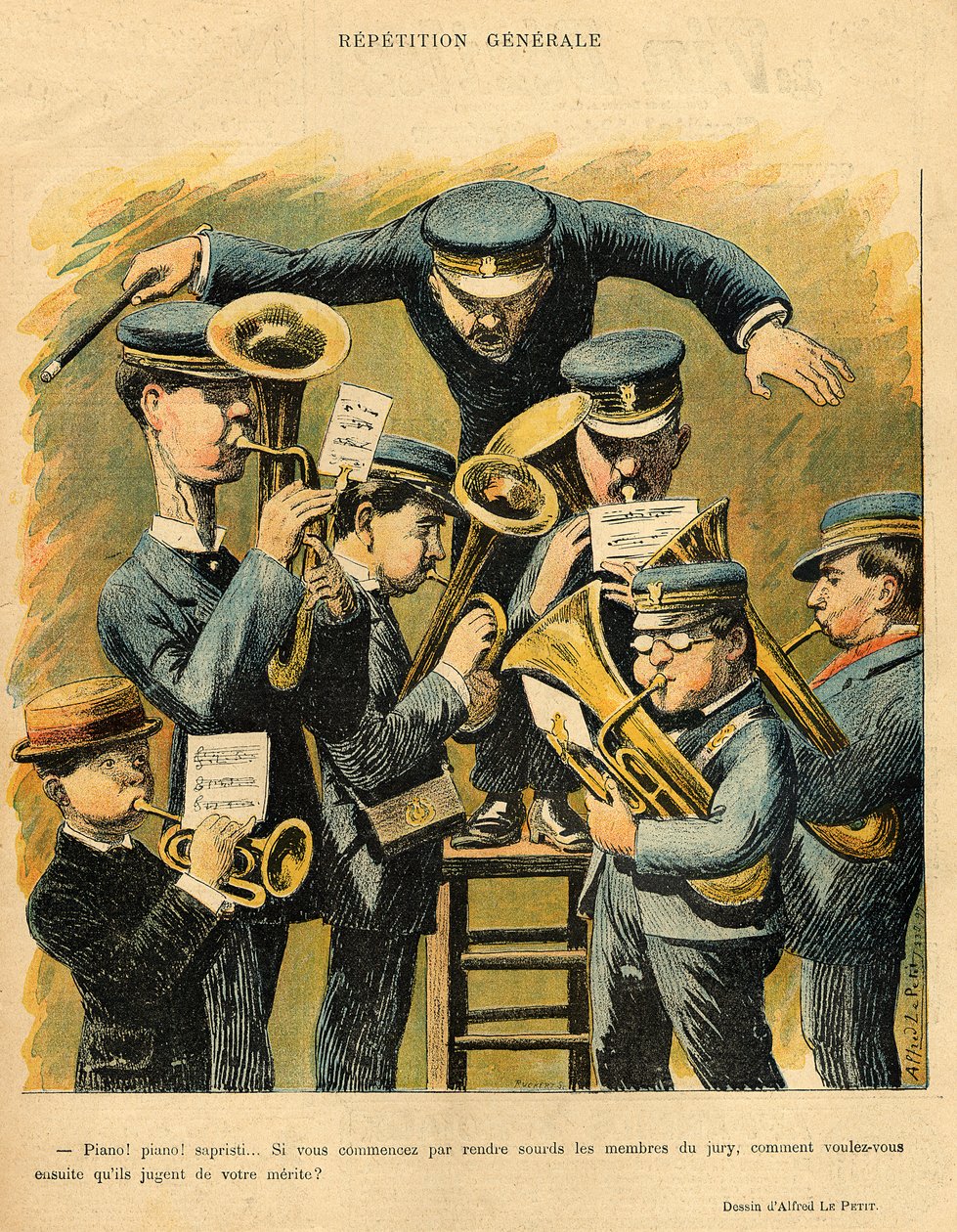 乐队排练，来自&39;Le Rire&39;的封底，1898年4月16日 作者 阿尔弗雷德·勒·佩蒂特