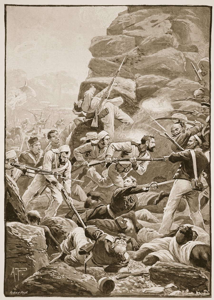 “Stormers冲破了破坏的残骸”，来自“十九世纪战役”的插图，来自Archibald Forbes，GA Henty和Major Arthur Griffiths 作者 阿尔弗雷德·皮尔斯（Alfred Pearse）