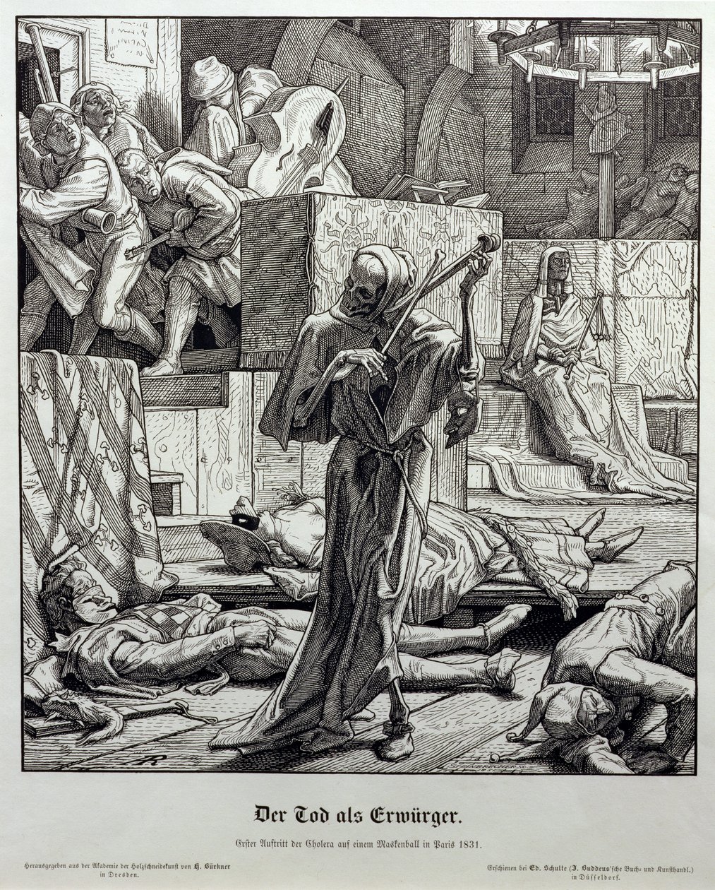 作为刺客的死亡，1851年（木版画） 作者 阿尔弗雷德·雷特尔