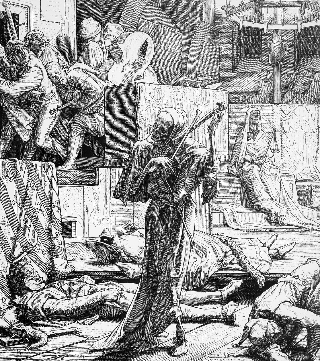 作为刺客的死亡，1851年（木版画） 作者 阿尔弗雷德·雷特尔