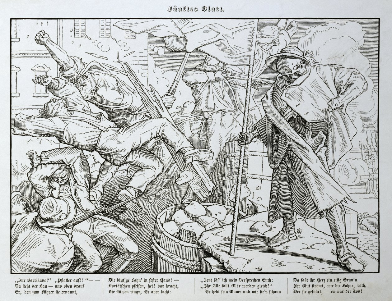 1849年格奥尔格·威甘德（Georg Wigand）在莱比锡（Leipzig）出版的“另一场死亡之舞”中的街头死亡 作者 阿尔弗雷德·雷特尔